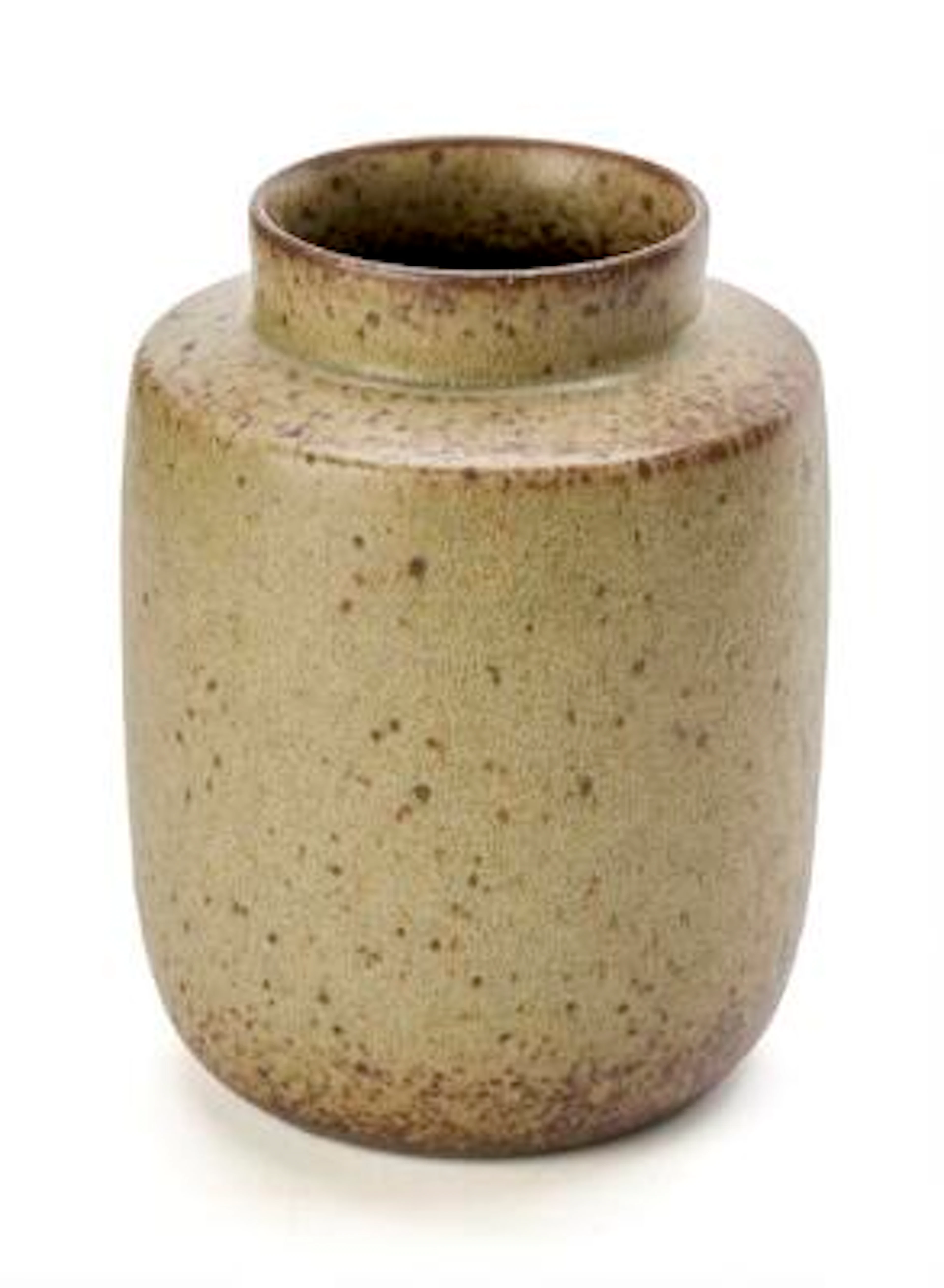 Per Linnemann-Schmidt: A stoneware vase decorated with green glaze