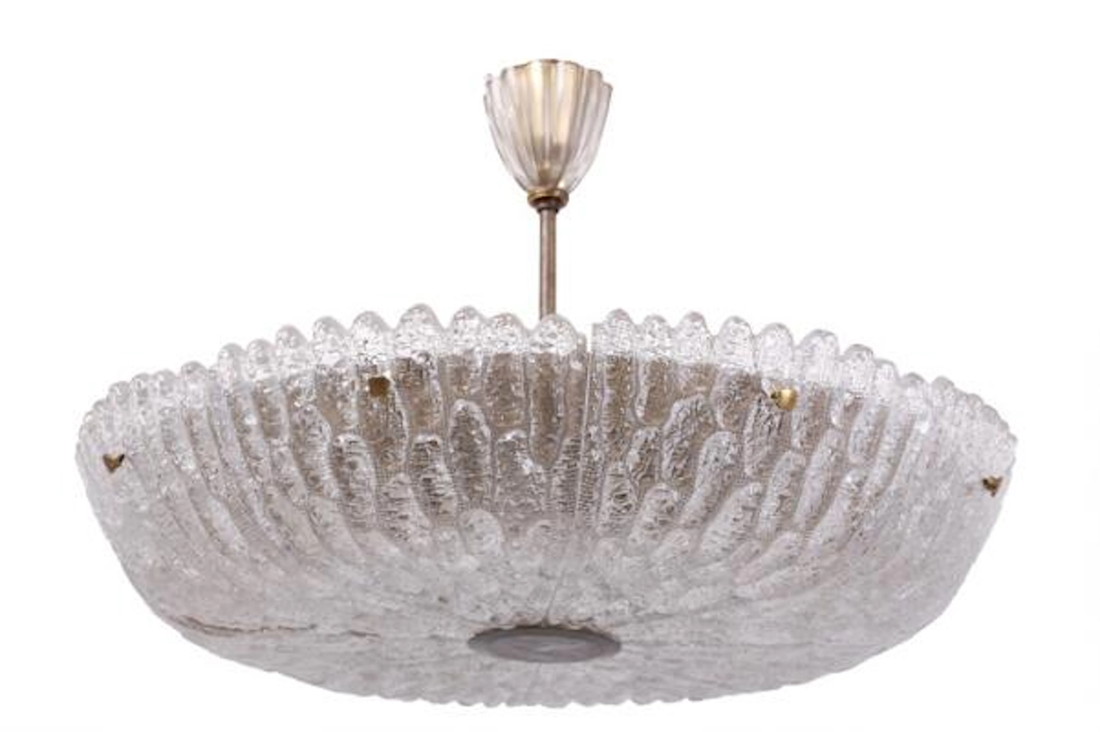 Carl Fagerlund: Large ceiling lamp of brass and glass. Manufactured