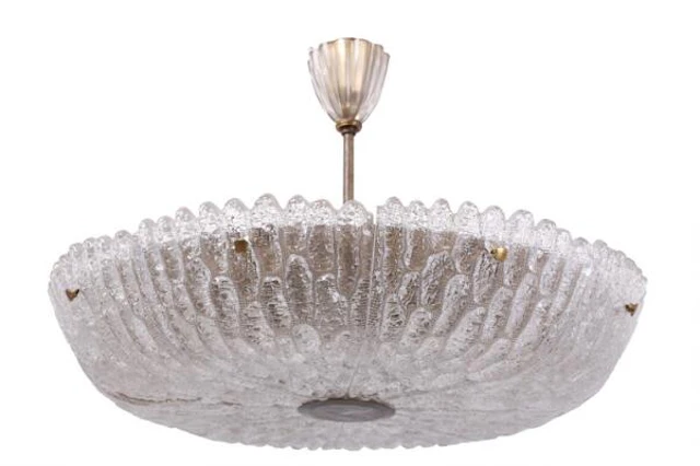 Carl Fagerlund: Large ceiling lamp of brass and glass. Manufactured