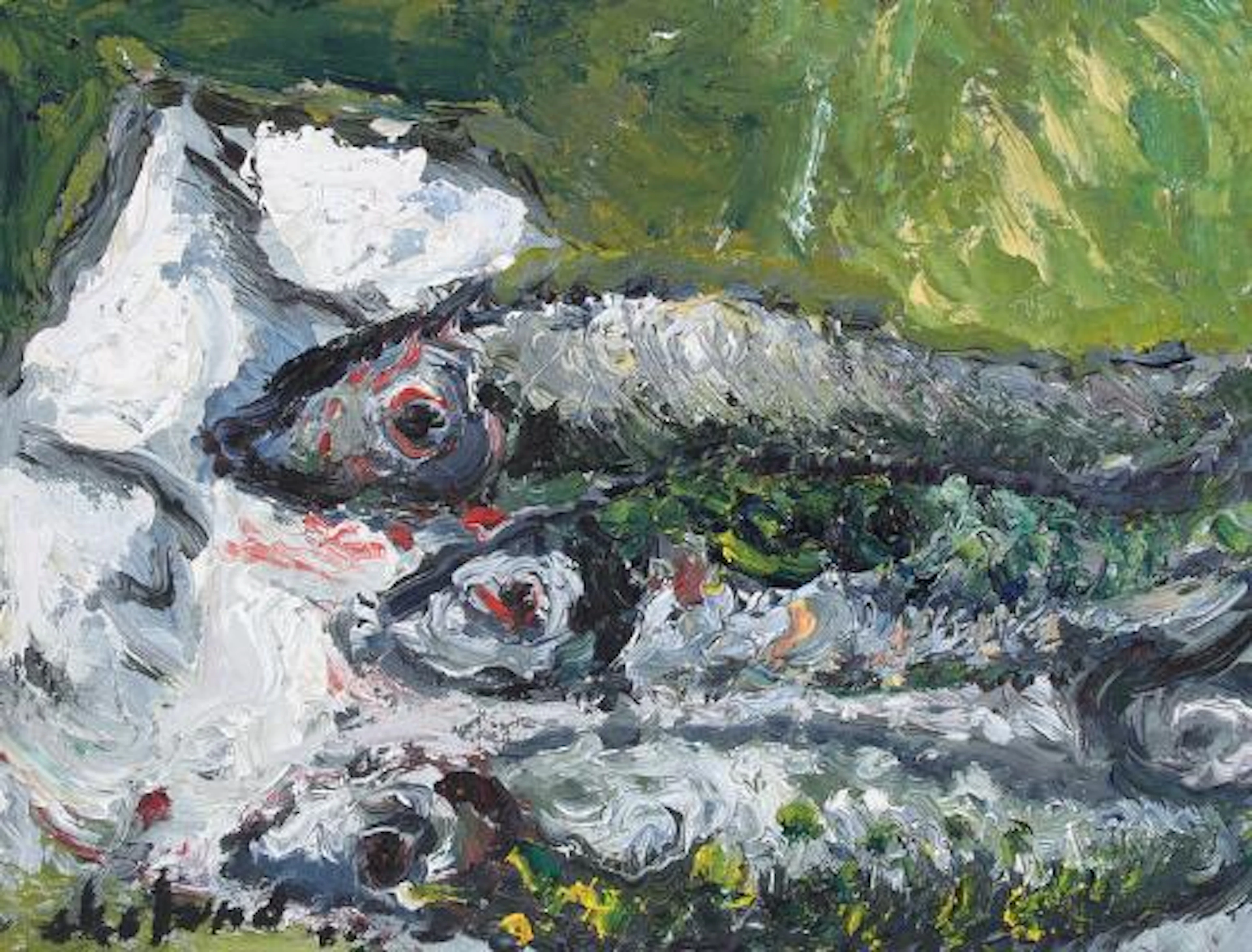 Poul Ekelund: "Still Life with Fish", 1974. Signed Ekelund and on