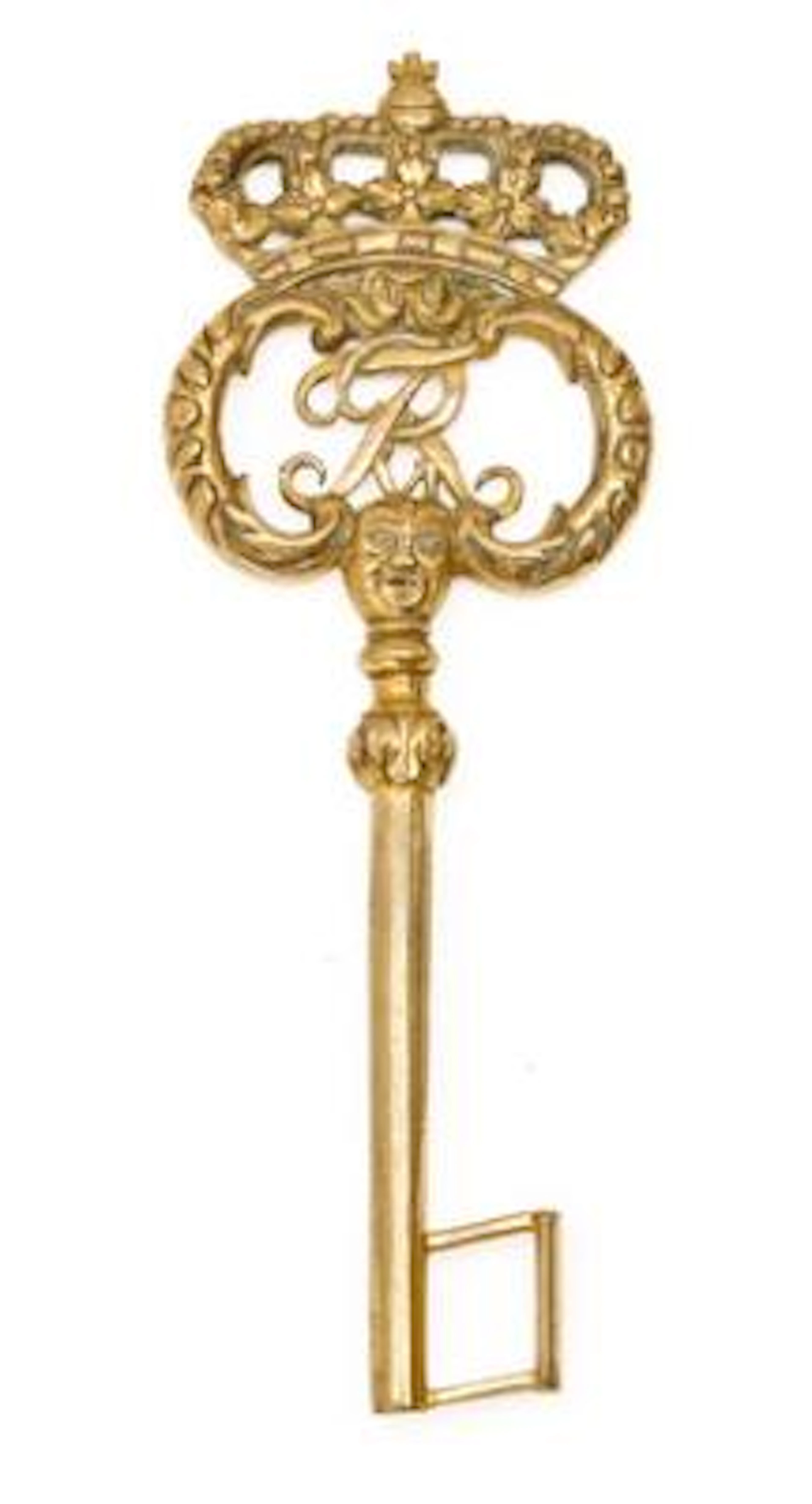 A Danish gilt bronze chamberlain key with monogram for King Frederik