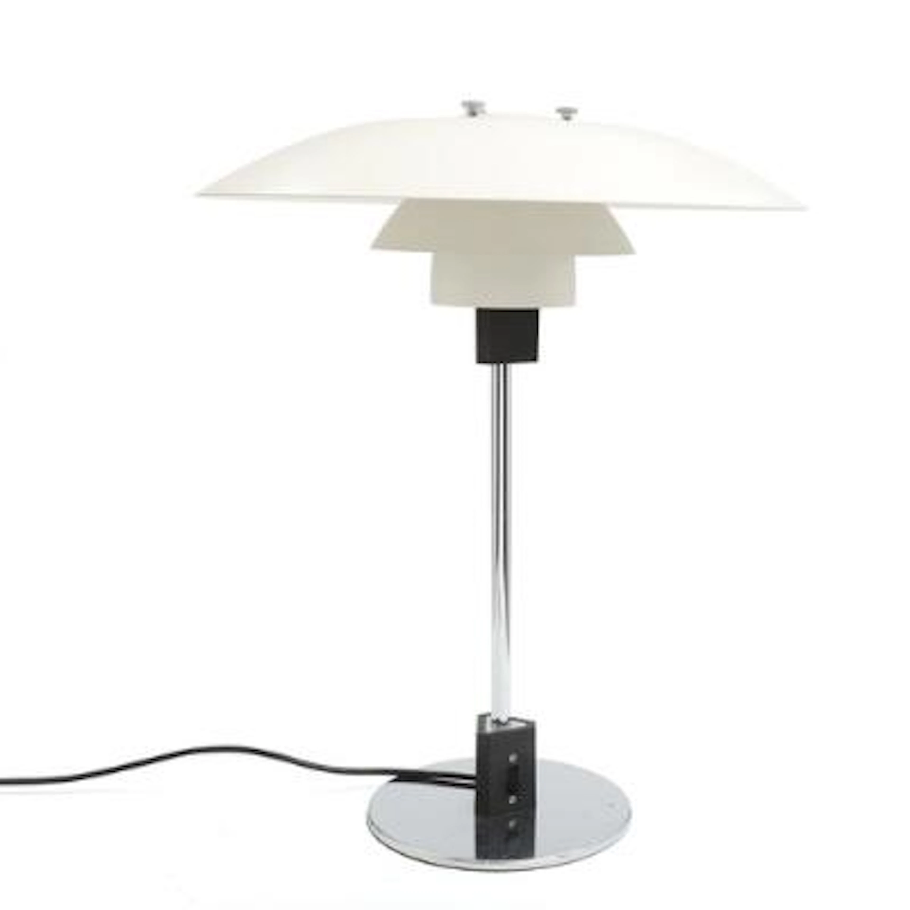 Poul Henningsen: “PH-4/3”. A chromium-plated table lamp. Manufactured