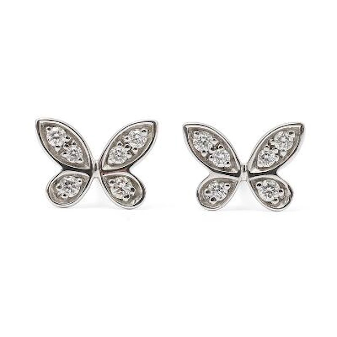 Graff: A pair of diamond ear studs in the shape of butterflys, mounted