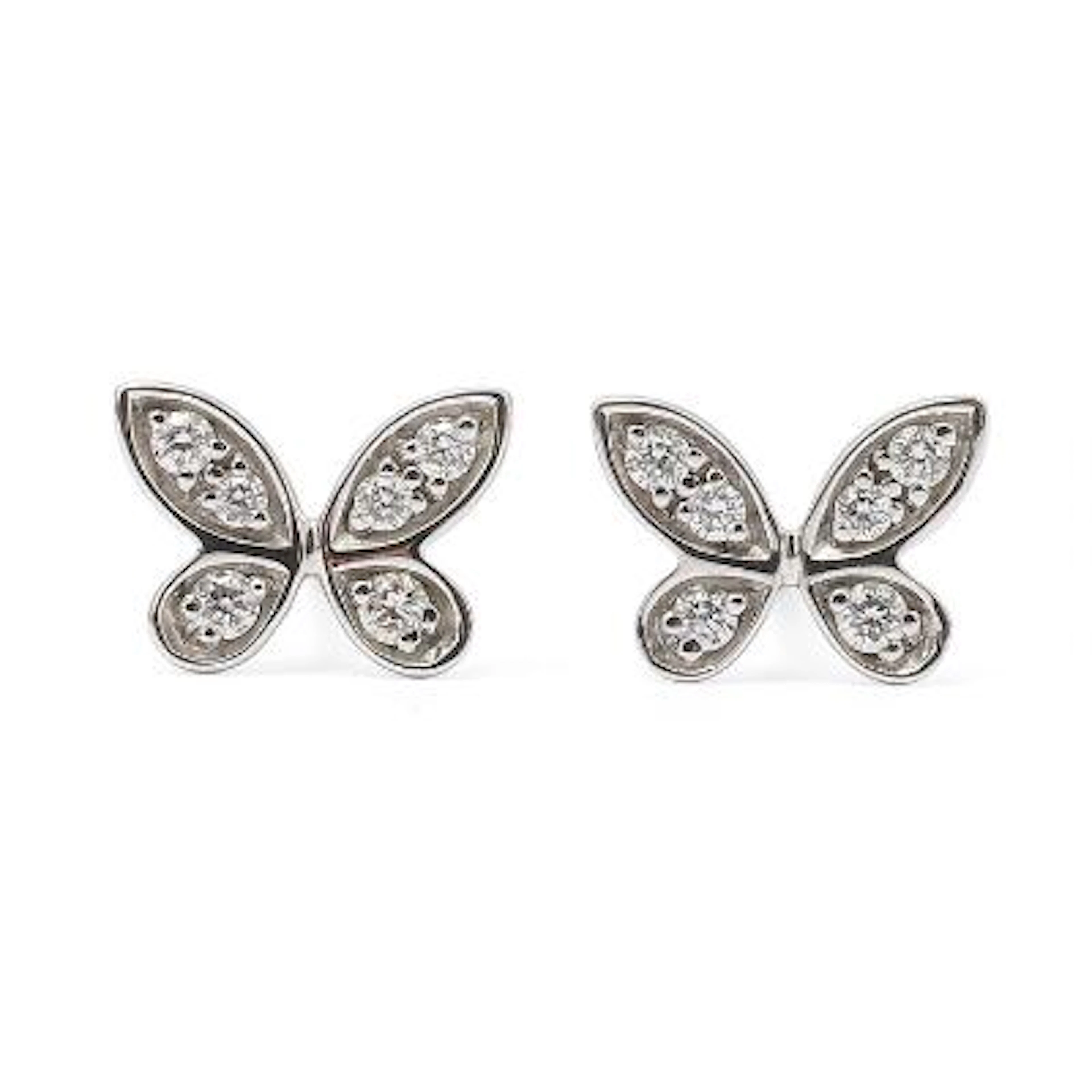 Graff: A pair of diamond ear studs in the shape of butterflys, mounted