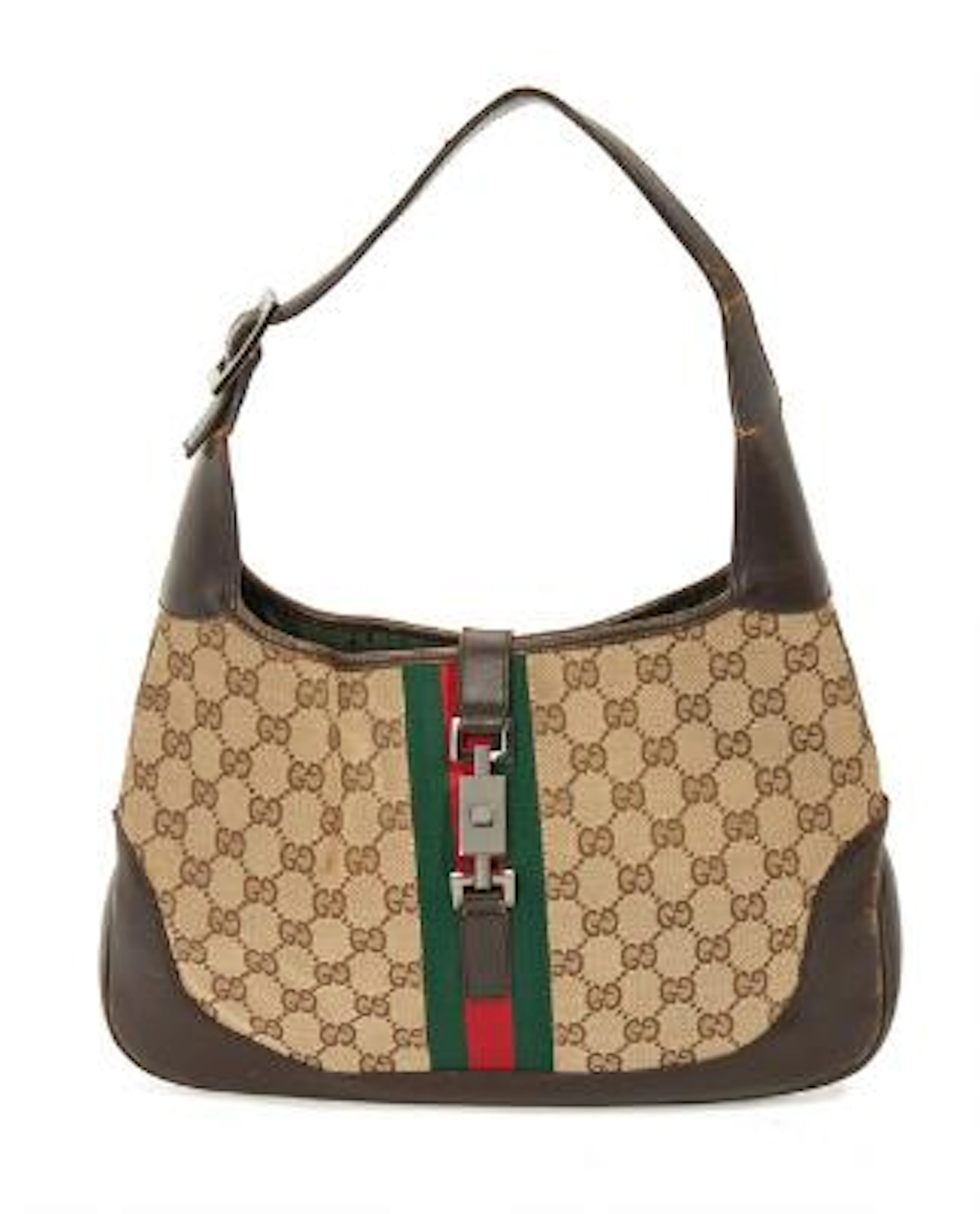 Gucci: A "Jackie" bag of brown monogram canvas with dark brown leather