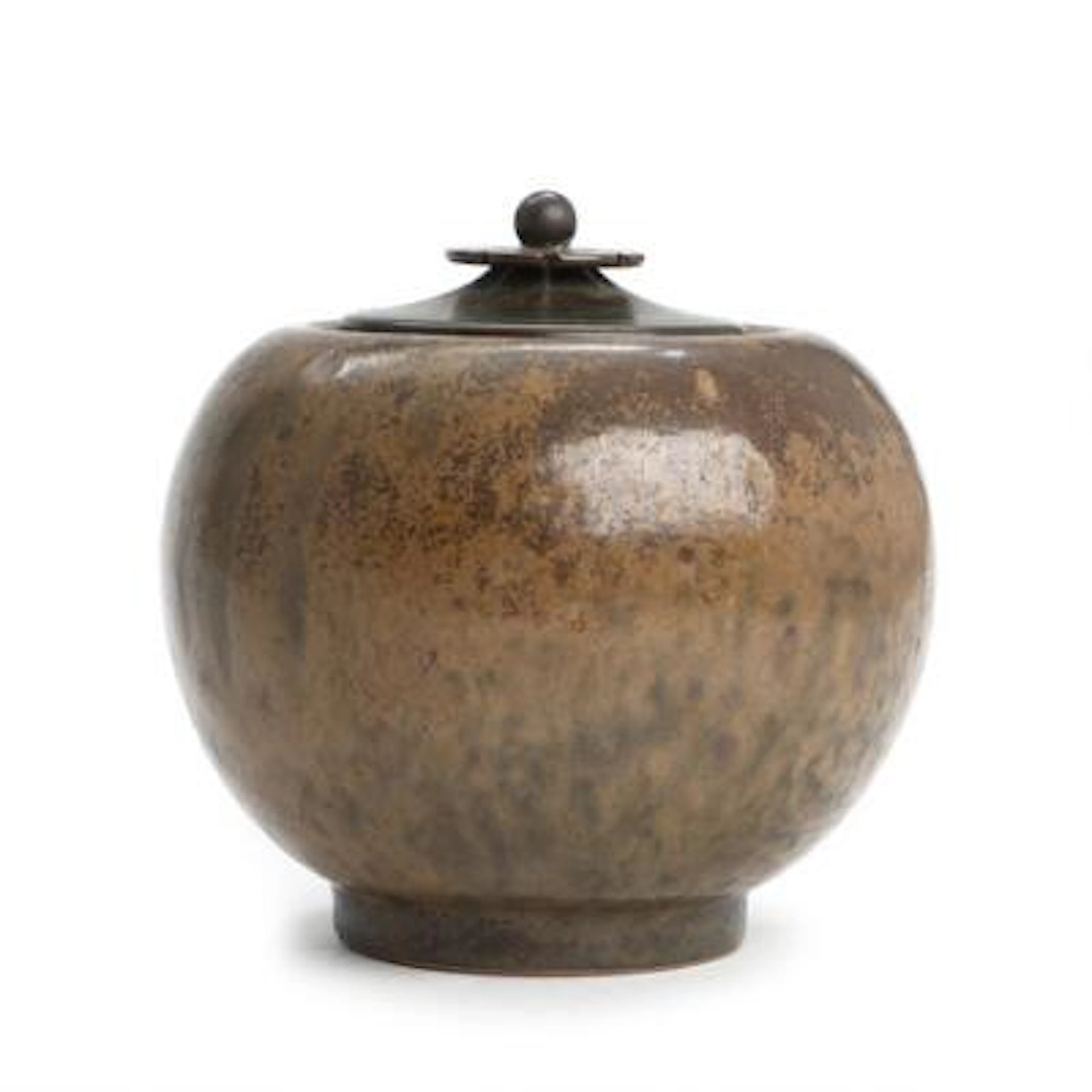 Carl Halier, Georg Thylstrup: A round stoneware lid jar, decorated