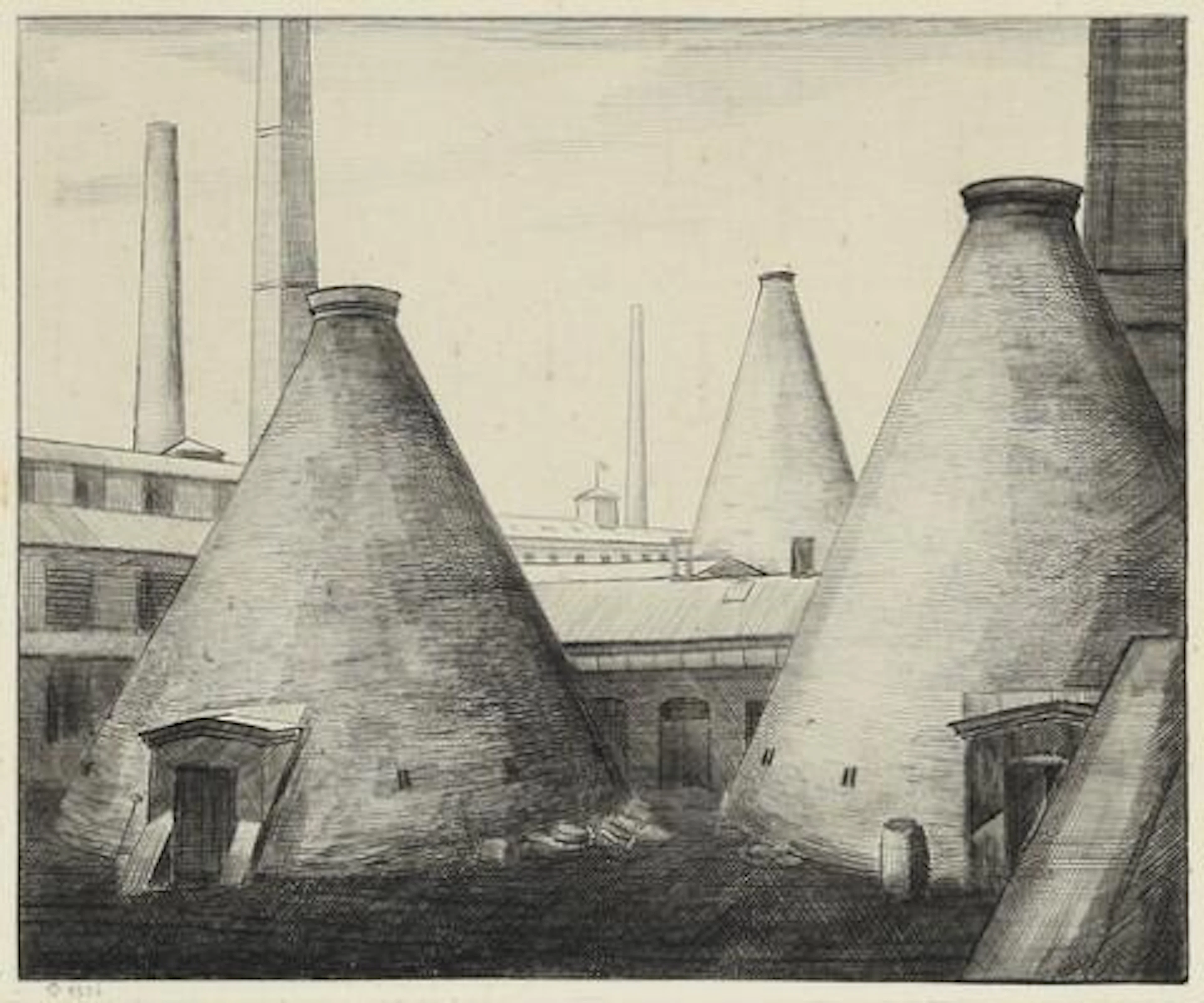 Thorkild Olsen: "De gamle Kegleovne". Etching. Royal Copenhagen. Image