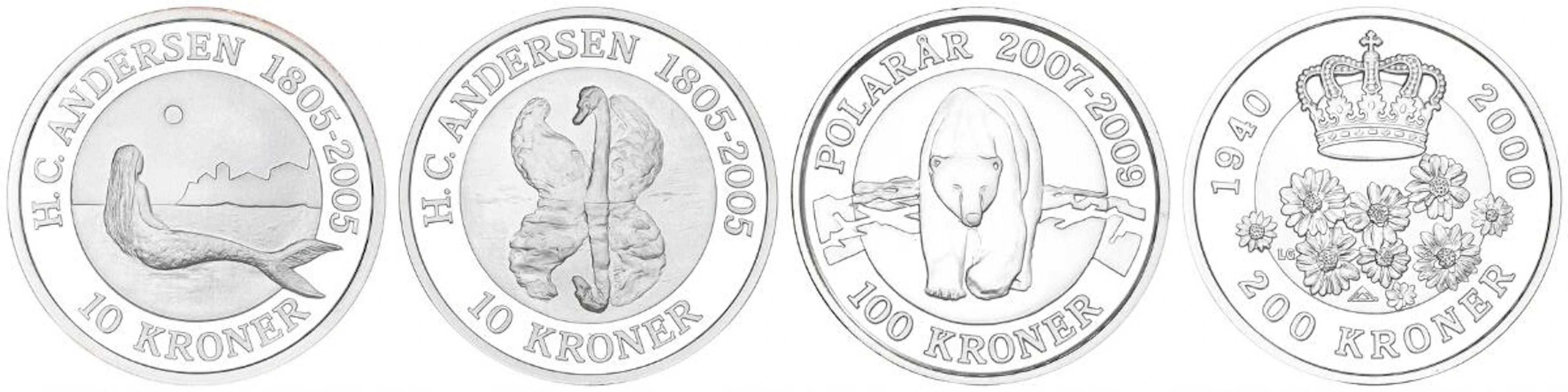Collection of commemorative and thematic coins, in total 4 pcs – Bruun