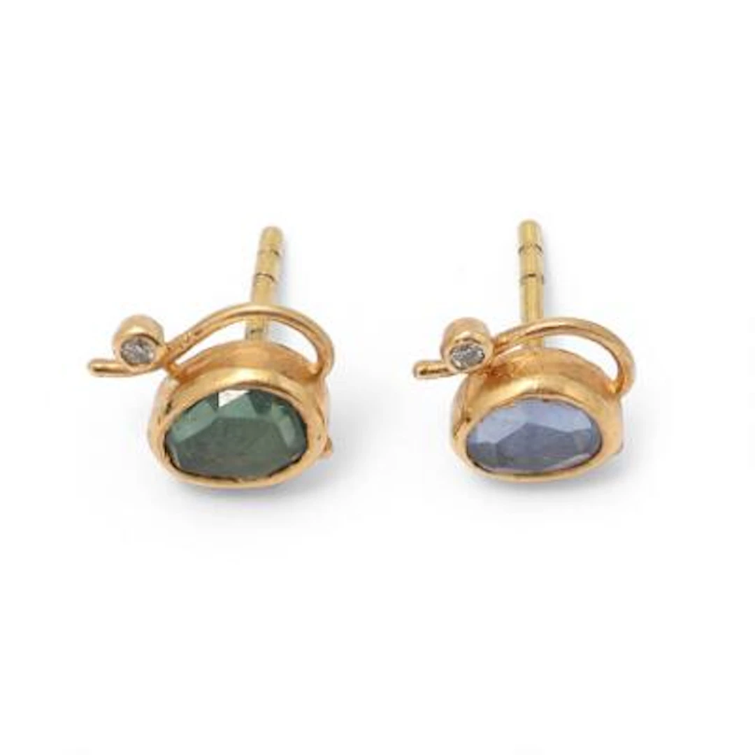 Natascha Trolle: A pair of ear studs each set with a sapphire and