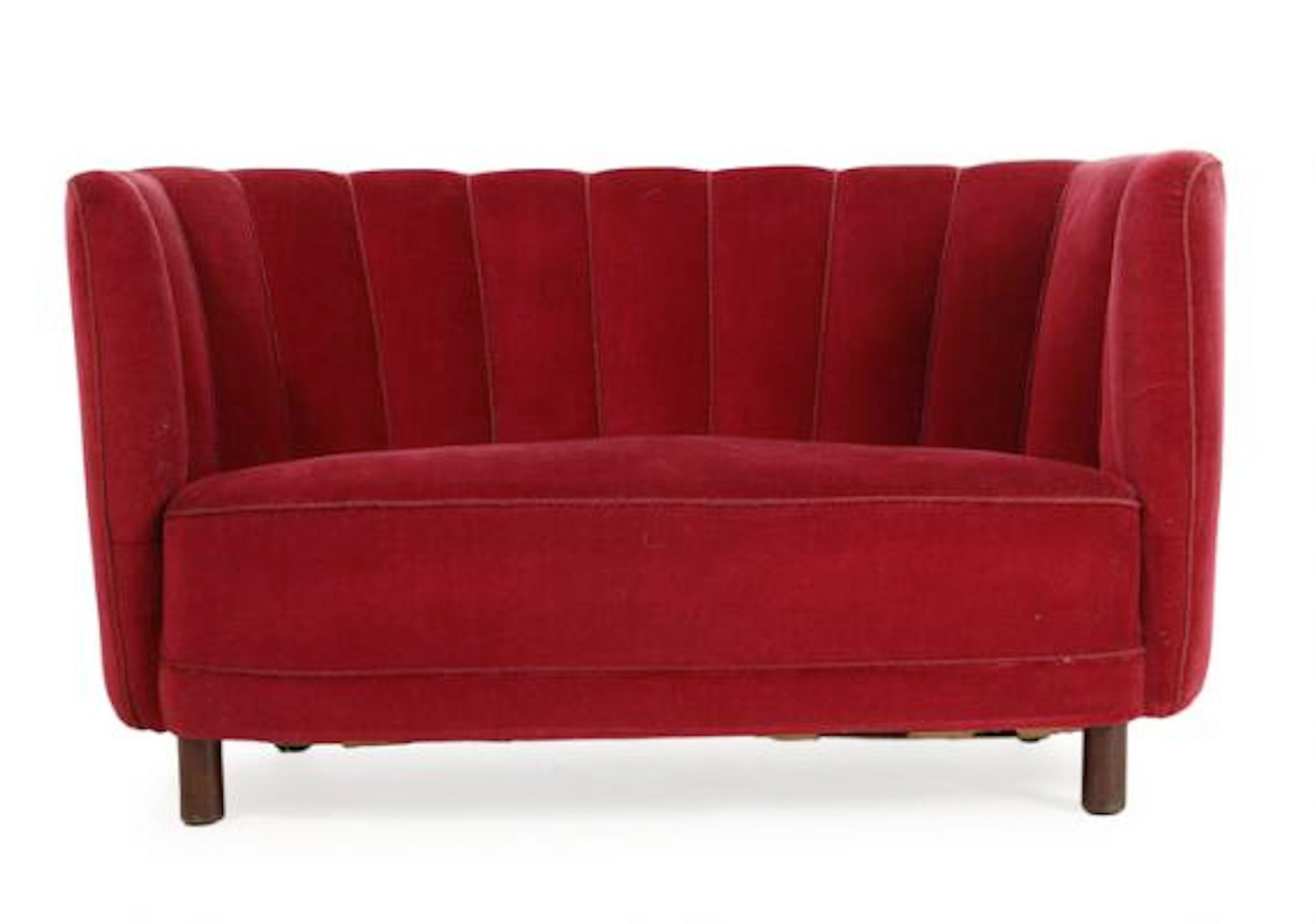Danish furniture design: Two-seater sofa with dark-stained wooden