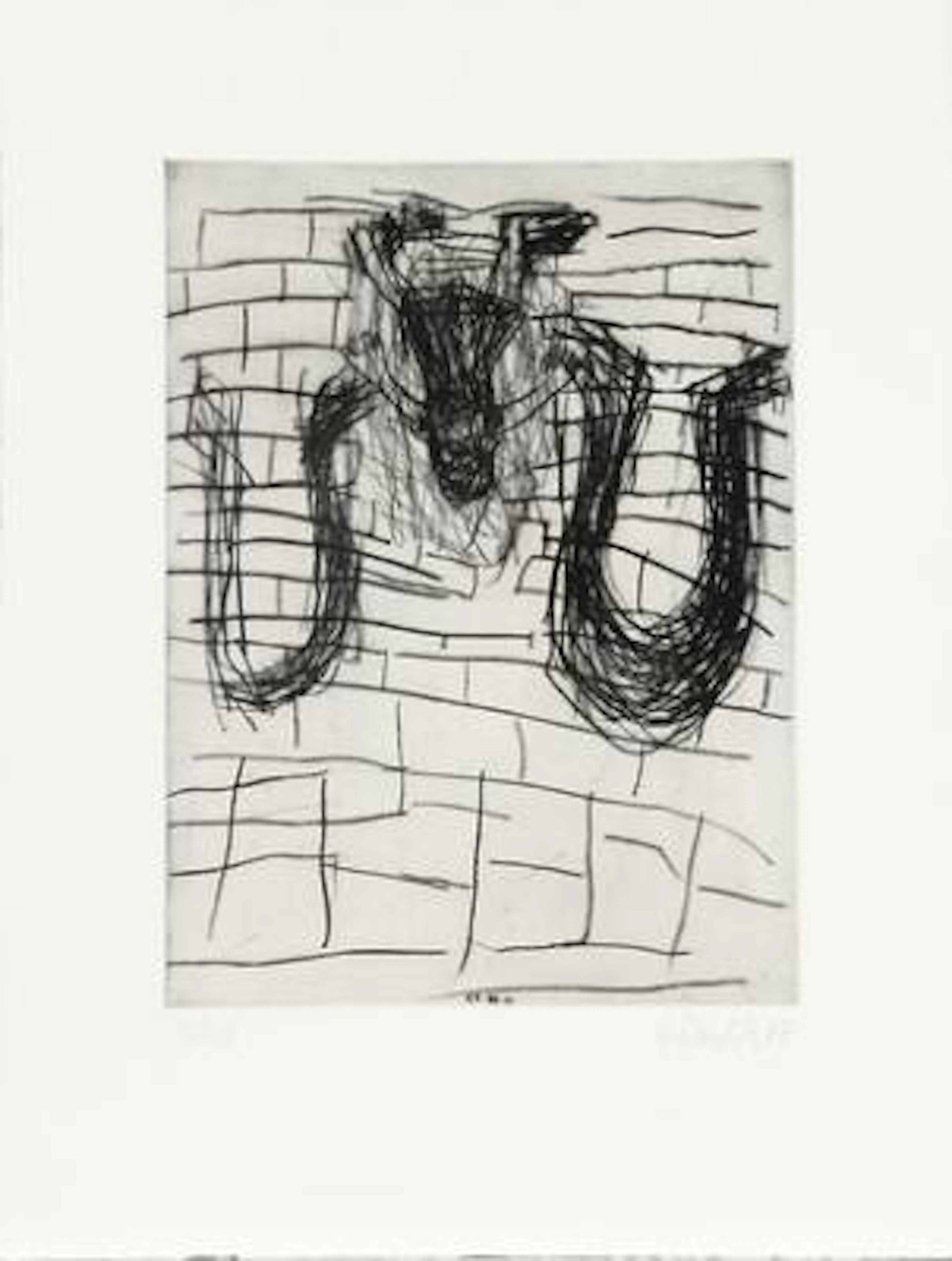 Georg Baselitz: "Brücke". Signed G. Baselitz 87, 16/20. Engraving.