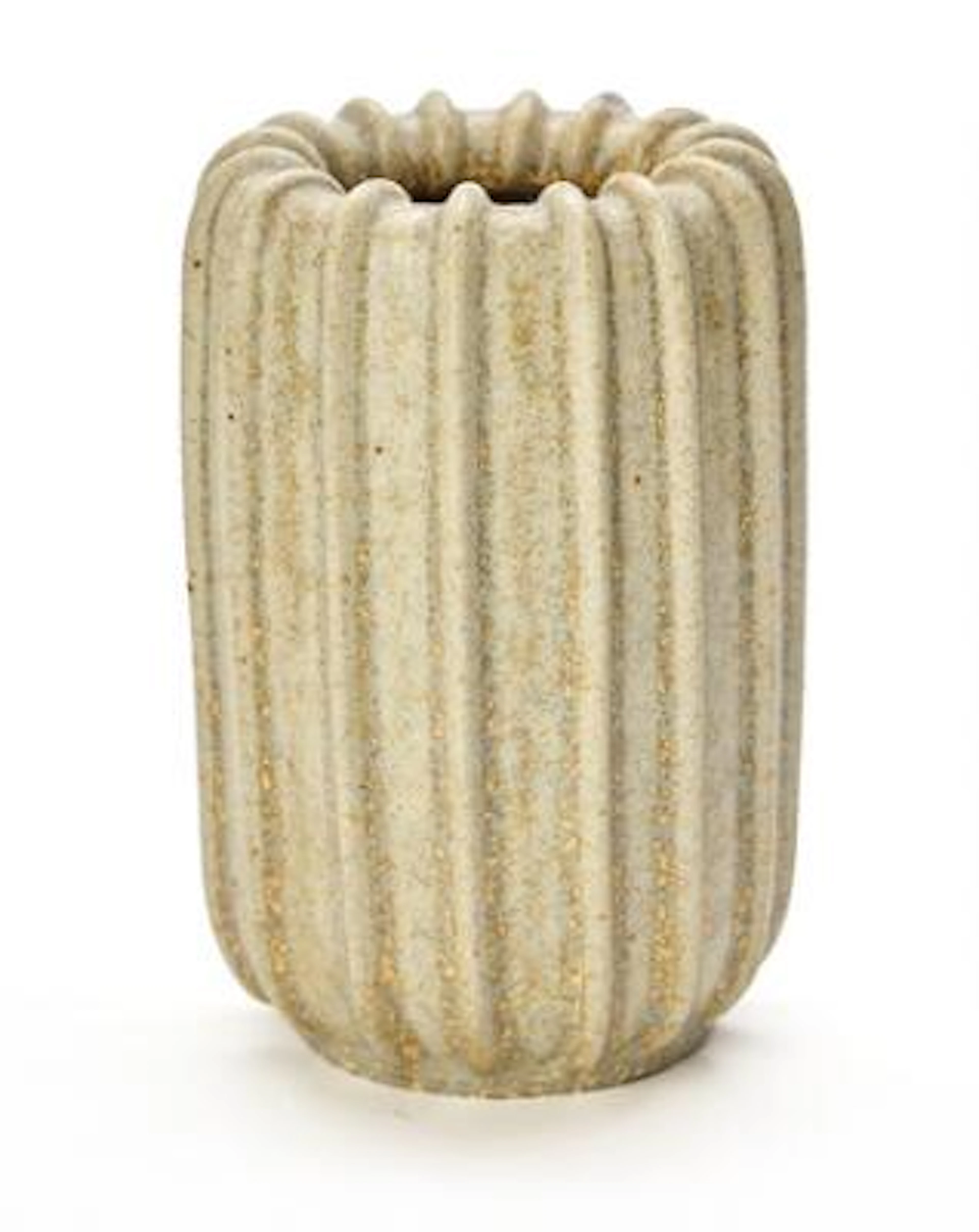 Arne Bang: A stoneware vase modelled with relief fluting. Decorated