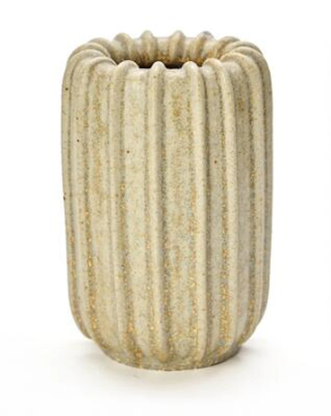 Arne Bang: A stoneware vase modelled with relief fluting. Decorated