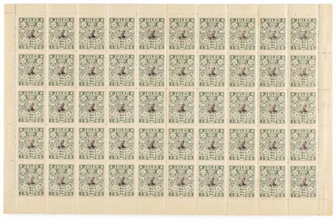 1906. Christmas sheet. Very rare full sheet, that are only known in