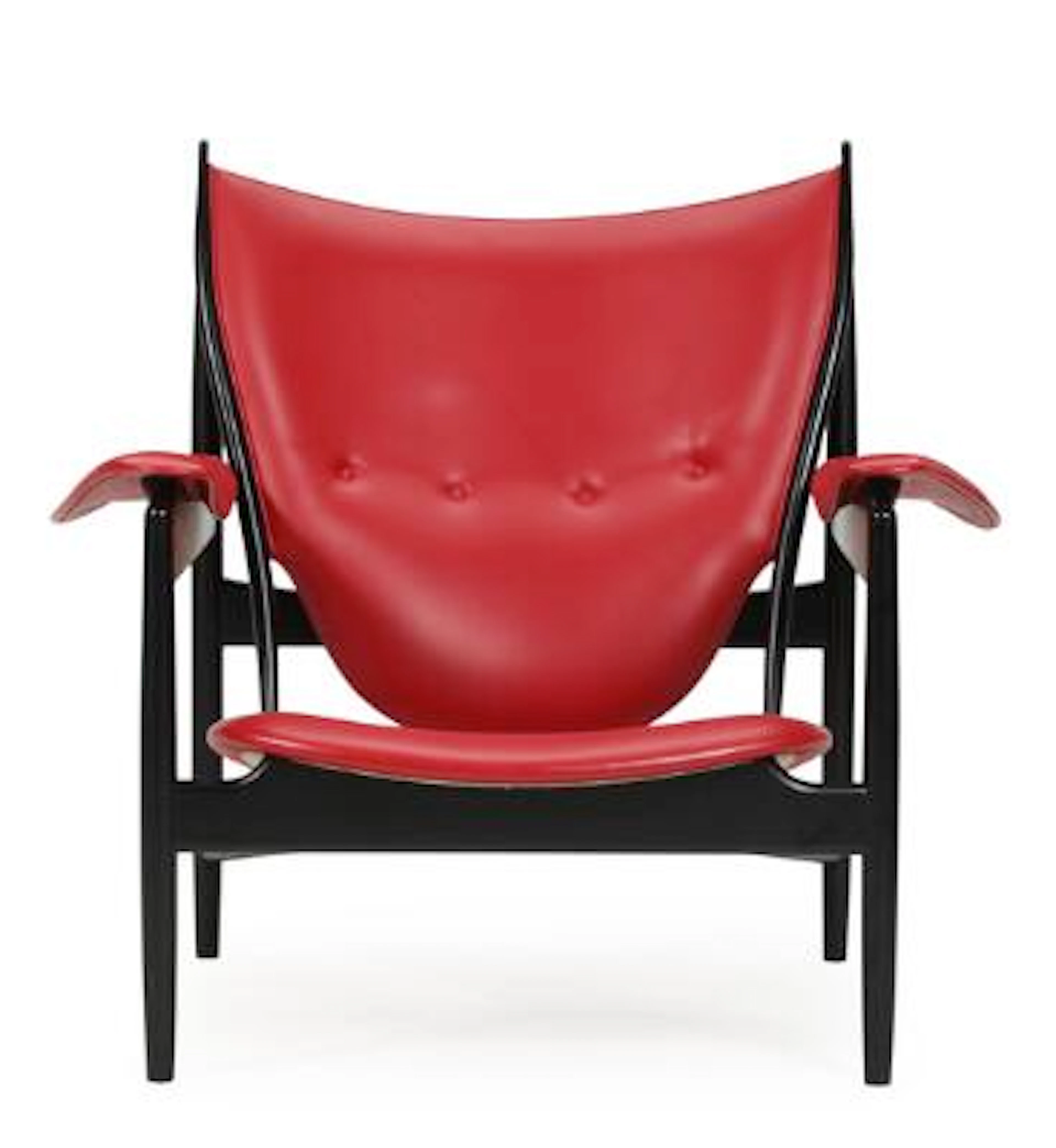 Finn Juhl: "Chieftain chair". A black lacquered wooden easy chair