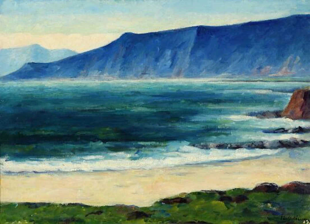 Jón Stefánsson: Landscape from Iceland, Borgarfjörður. Signed Jón