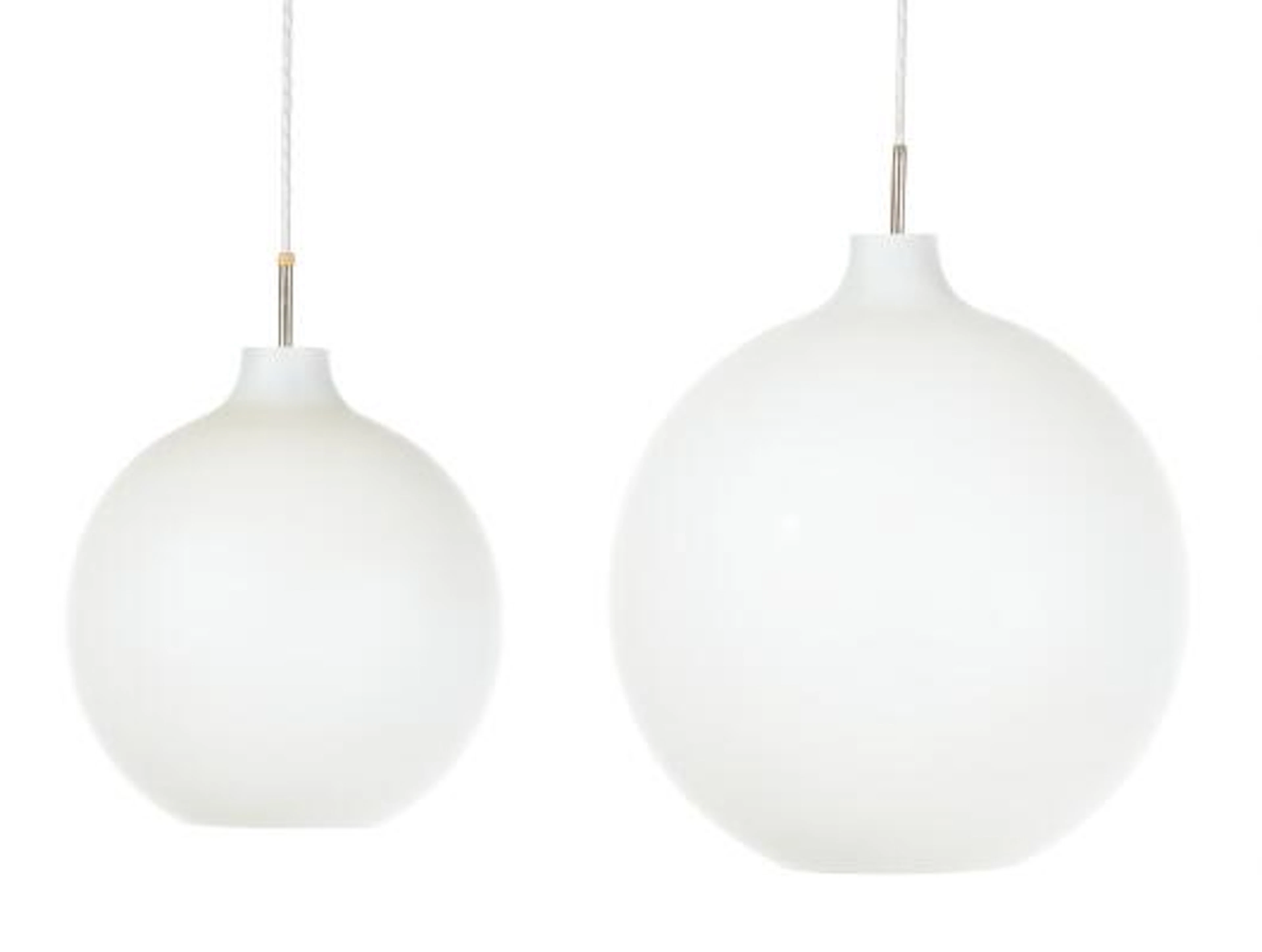 Vilhelm Wohlert: "Satellit". Two frosted opal glass pendants. Manufactured