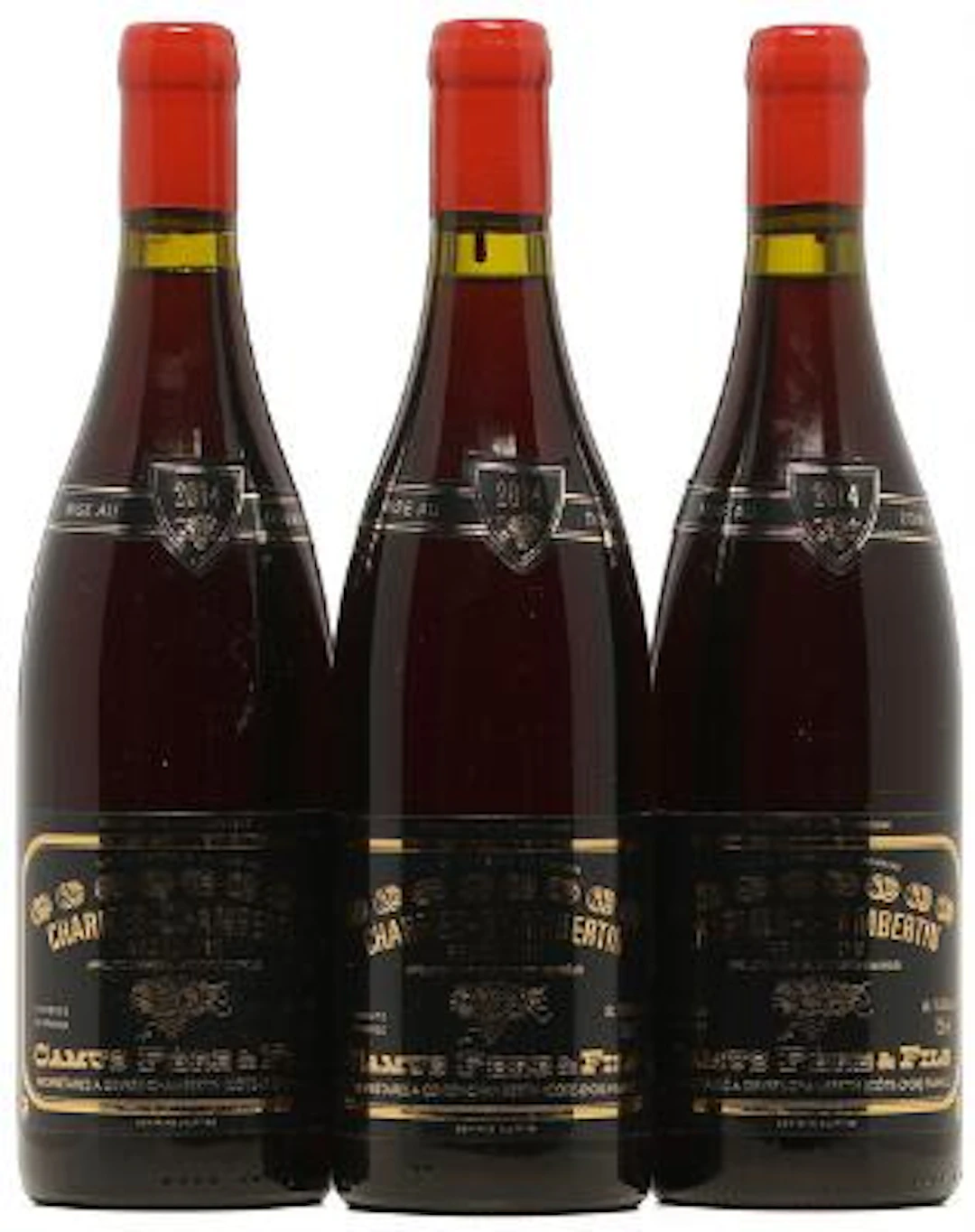 3 bts. Charmes Chambertin Grand Cru, Domaine Camus 2014 A (hf/in).