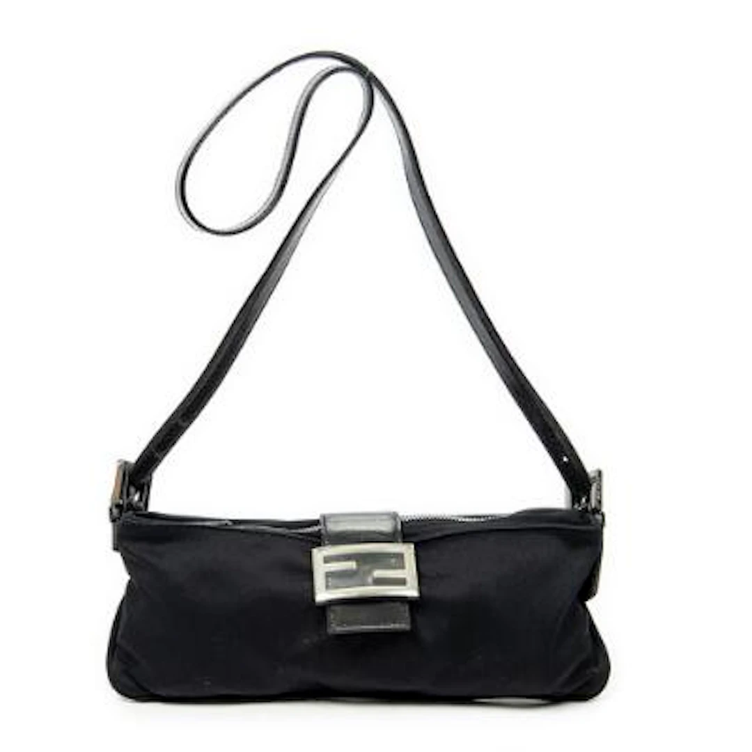 Fendi: A "Rectangular Zip Pochette" of black jersey canvas with black