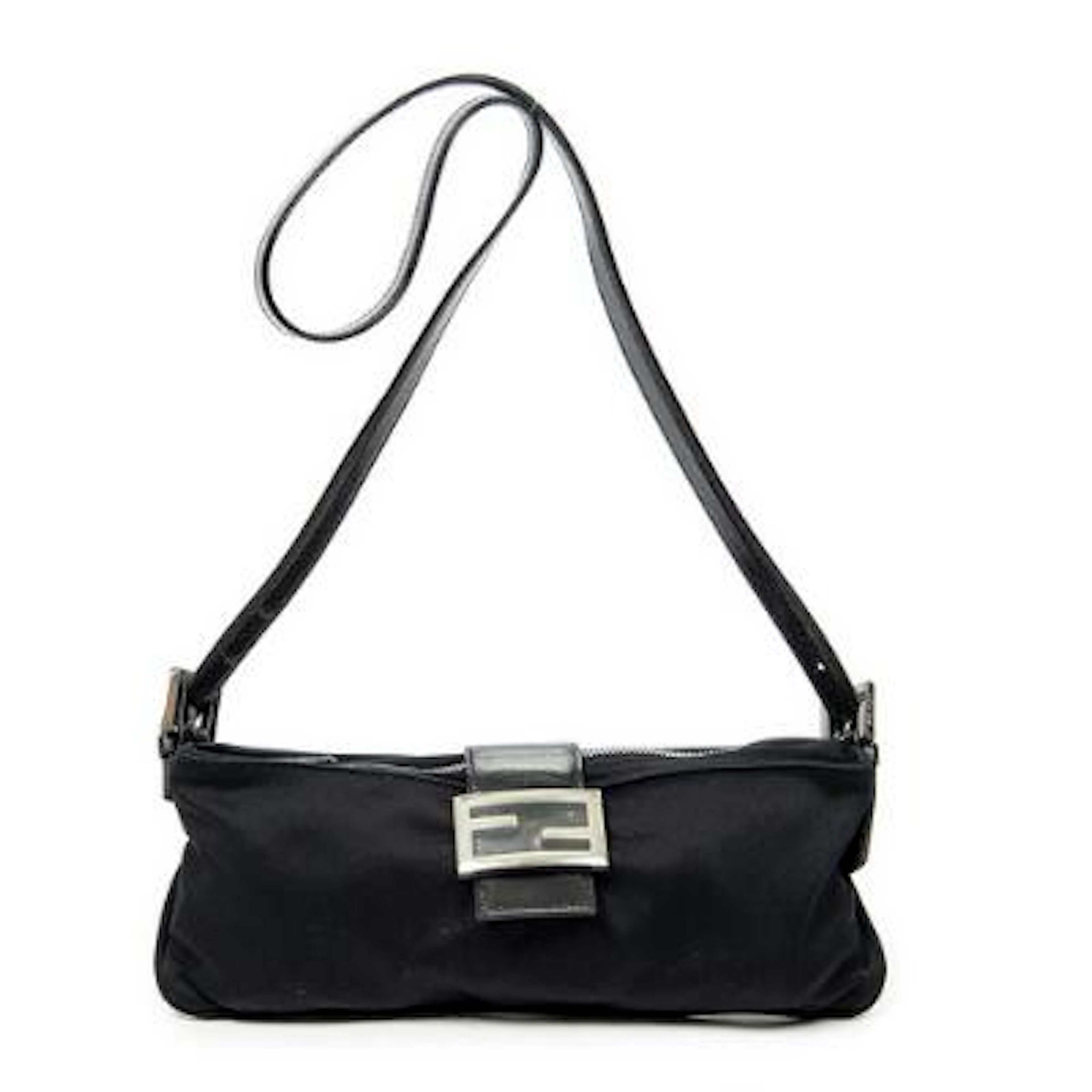 Fendi: A "Rectangular Zip Pochette" of black jersey canvas with black