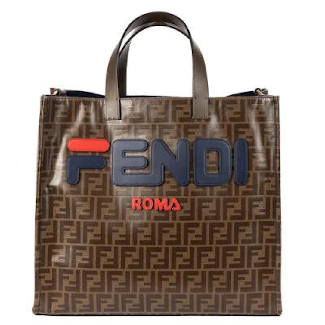 Fendi: A "Fendi x Fila" tote bag of brown/beige monogram coated Zucca-leather