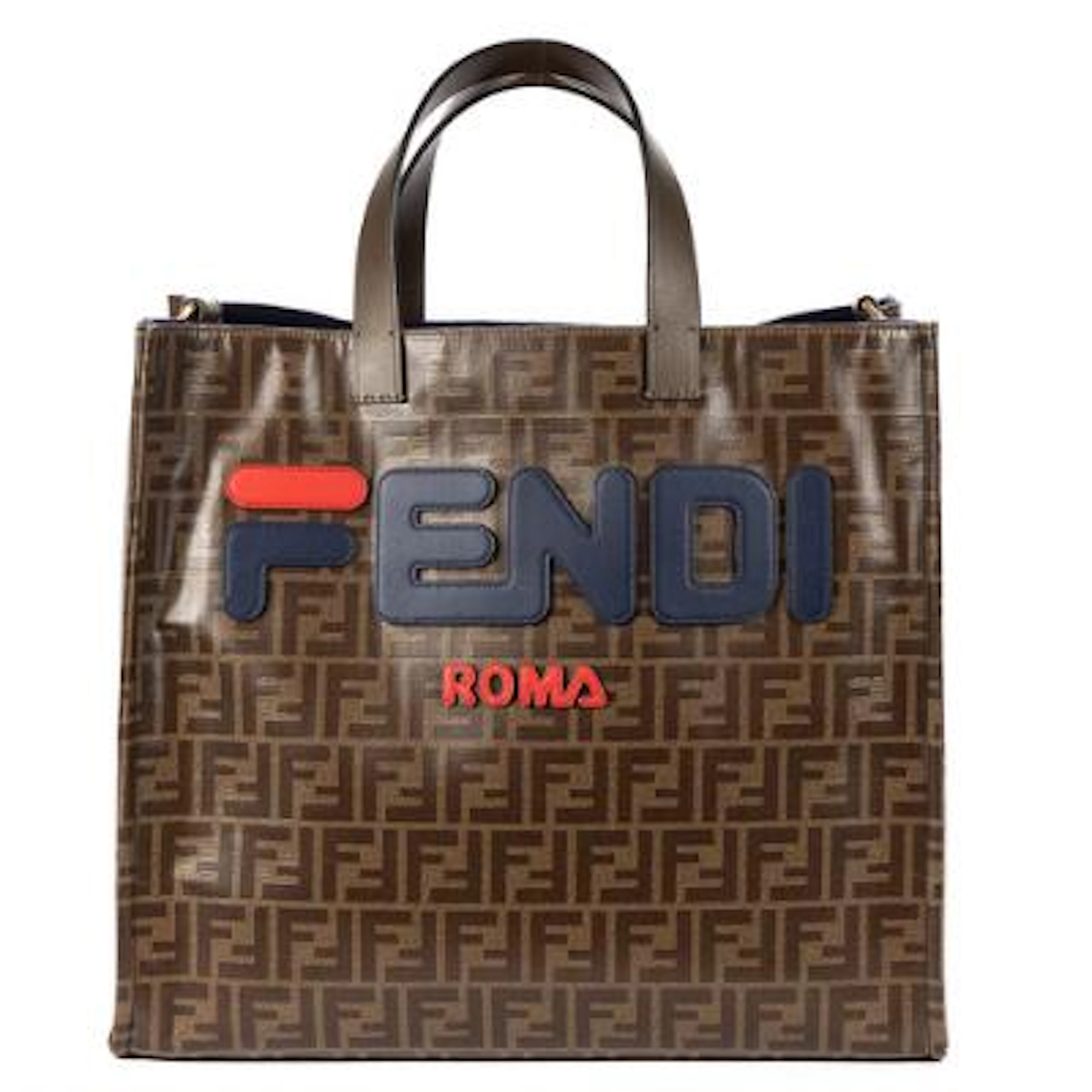 Fendi: A "Fendi x Fila" tote bag of brown/beige monogram coated Zucca-leather