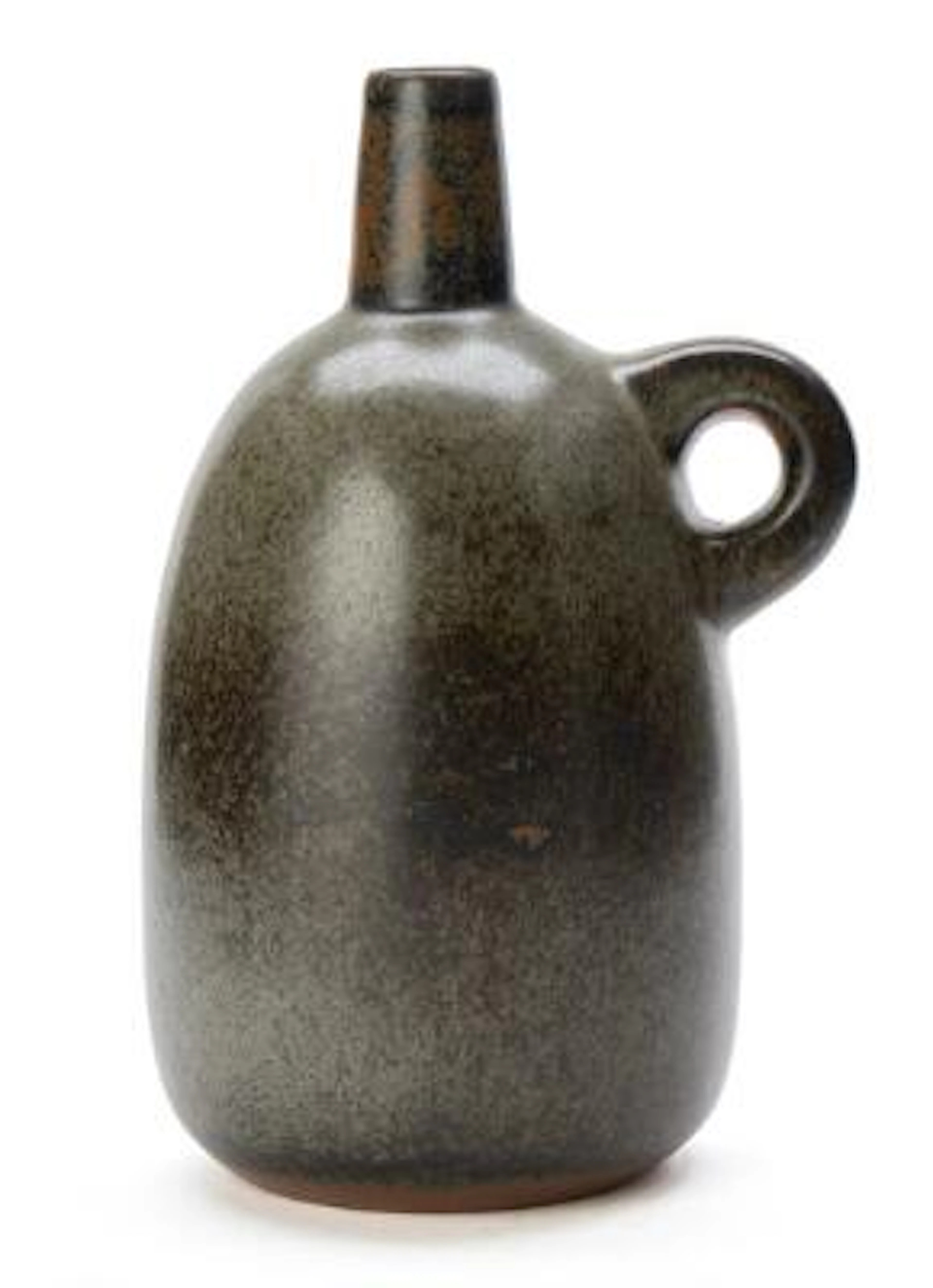 Erik Rahr: A stoneware bottle modelled with round handle. Decorated
