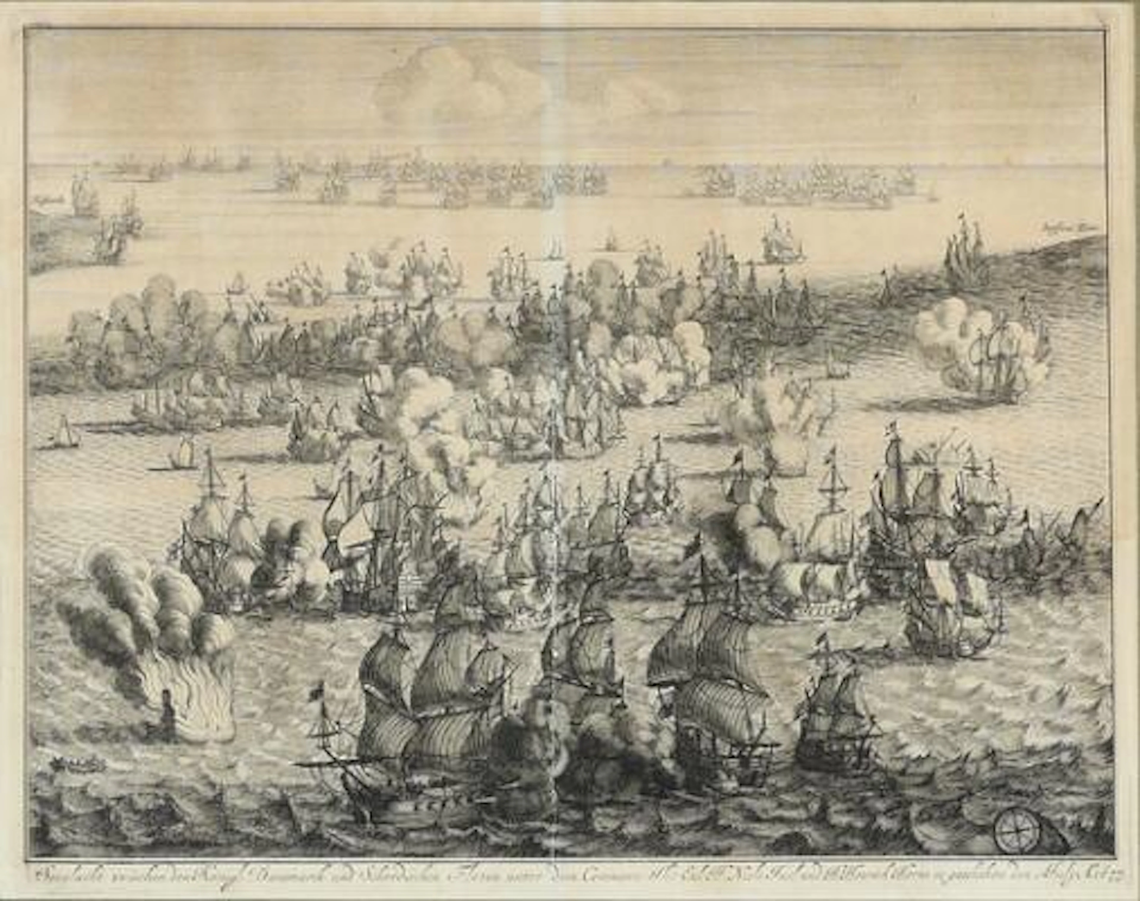 German engraver, 17th-18th century: The Battle in Køge Bay 1677. Engraving.