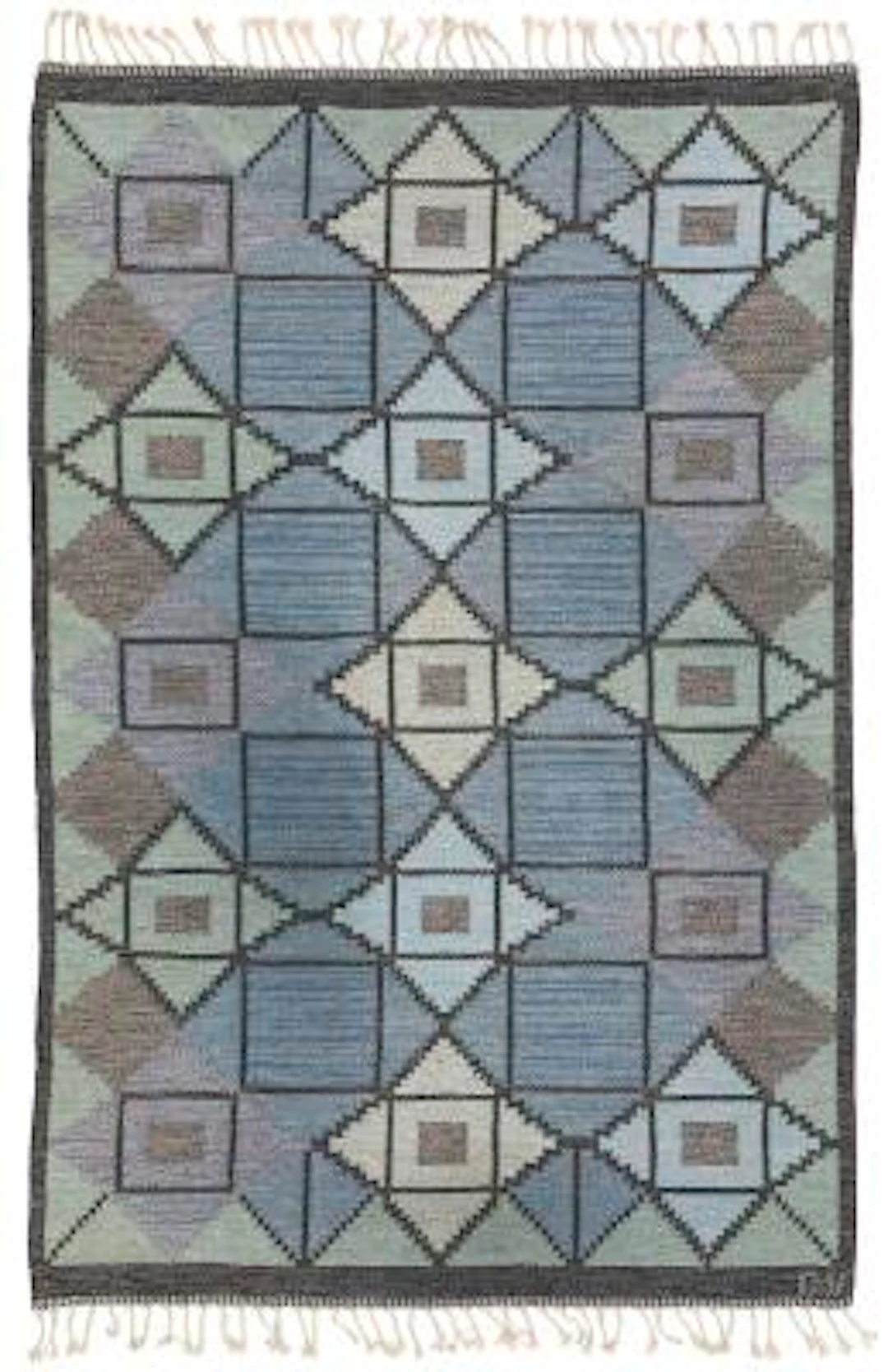 Swedish designer: Handwoven wool carpet in "rölakan" flatweave technique.