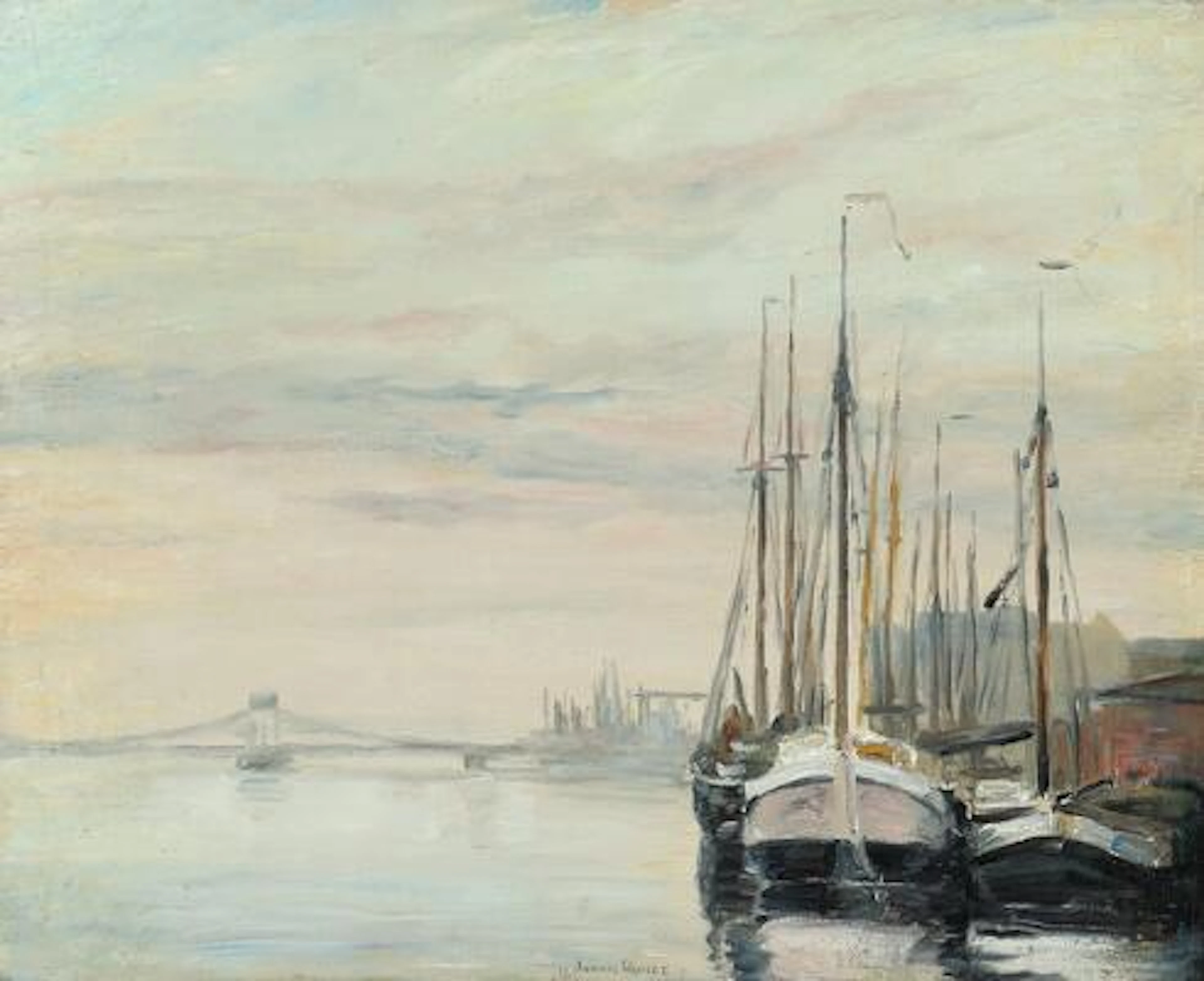 Johan Rohde: View from Langebro, Copehagen. Signed Johan Rohde 1917.