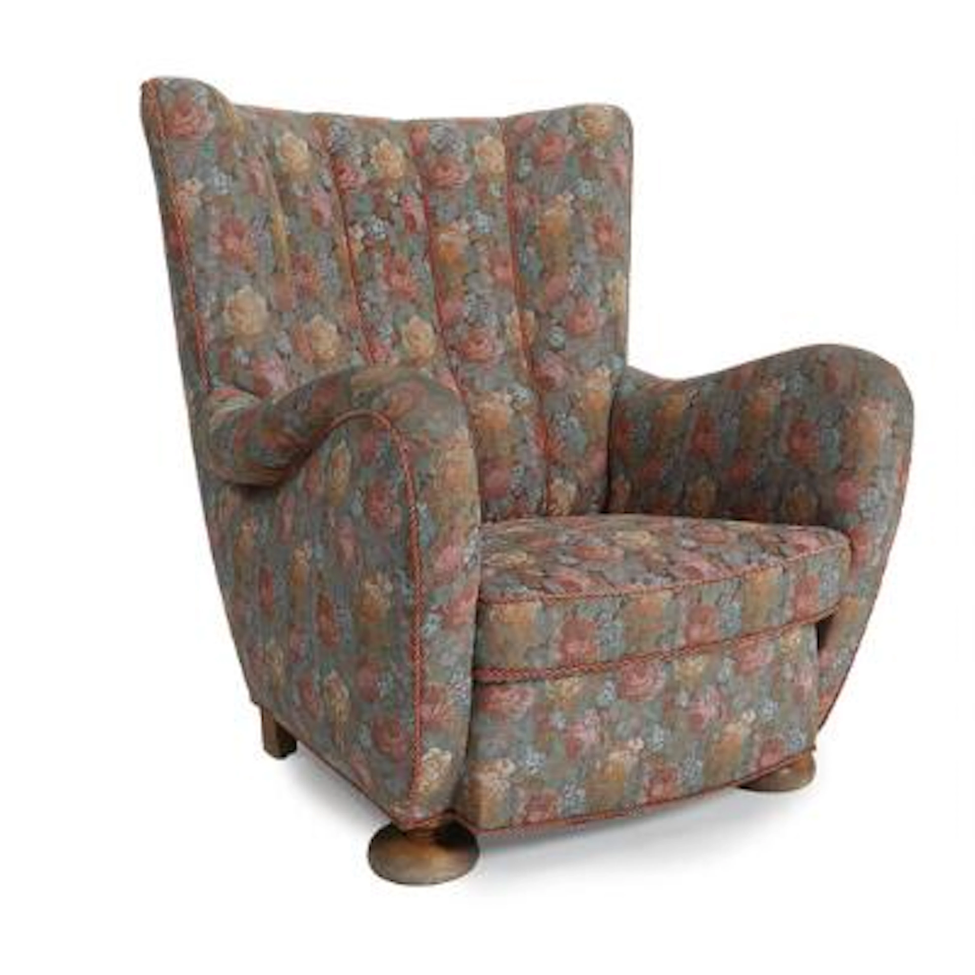 Danish furniture design: Easy chair with stained oak and beech legs