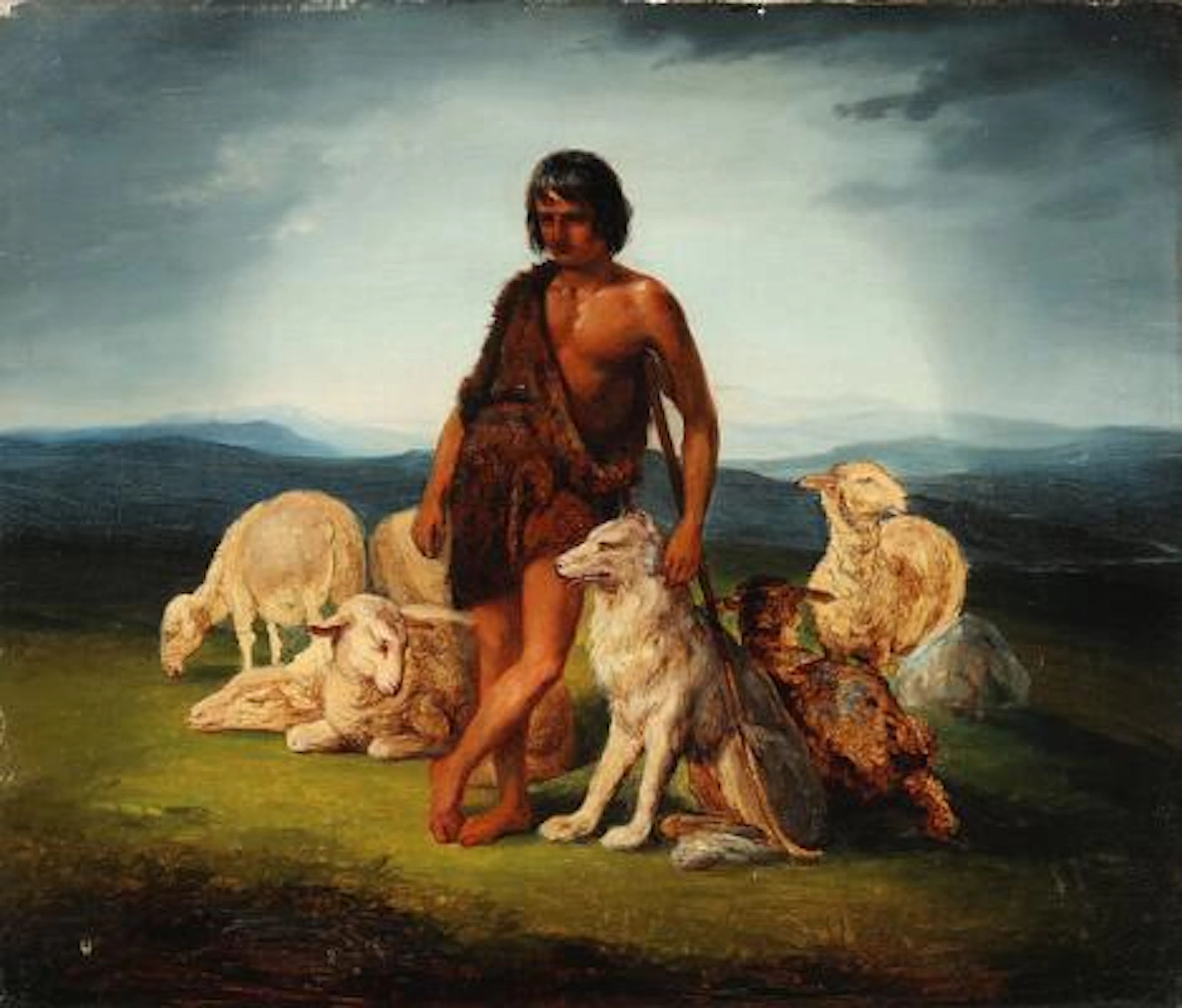 Elisabeth Jerichau Baumann: Oriental shepherd with his dog and flock