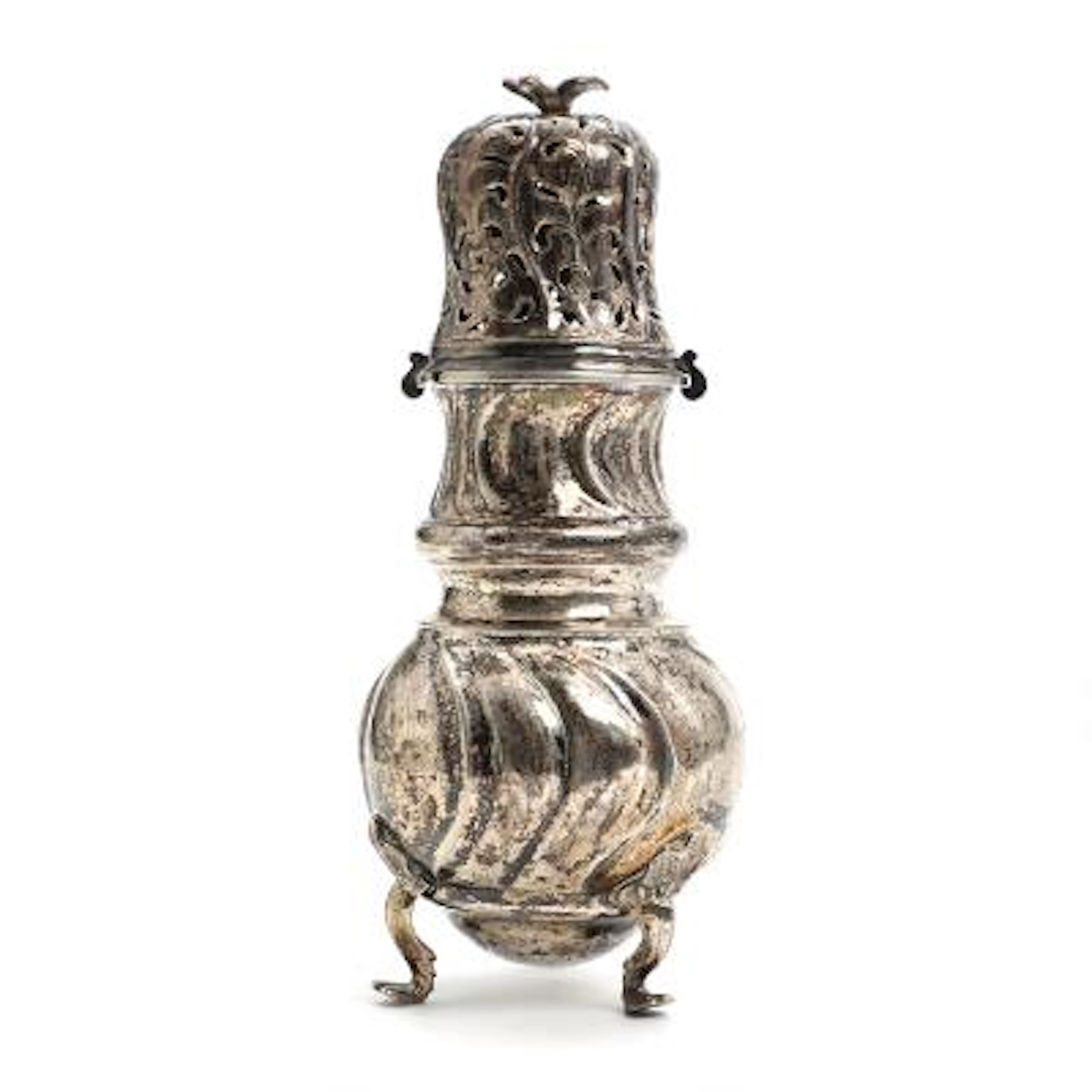 A Danish Rococo fluted silver caster. Master Andreas Krag. Weight