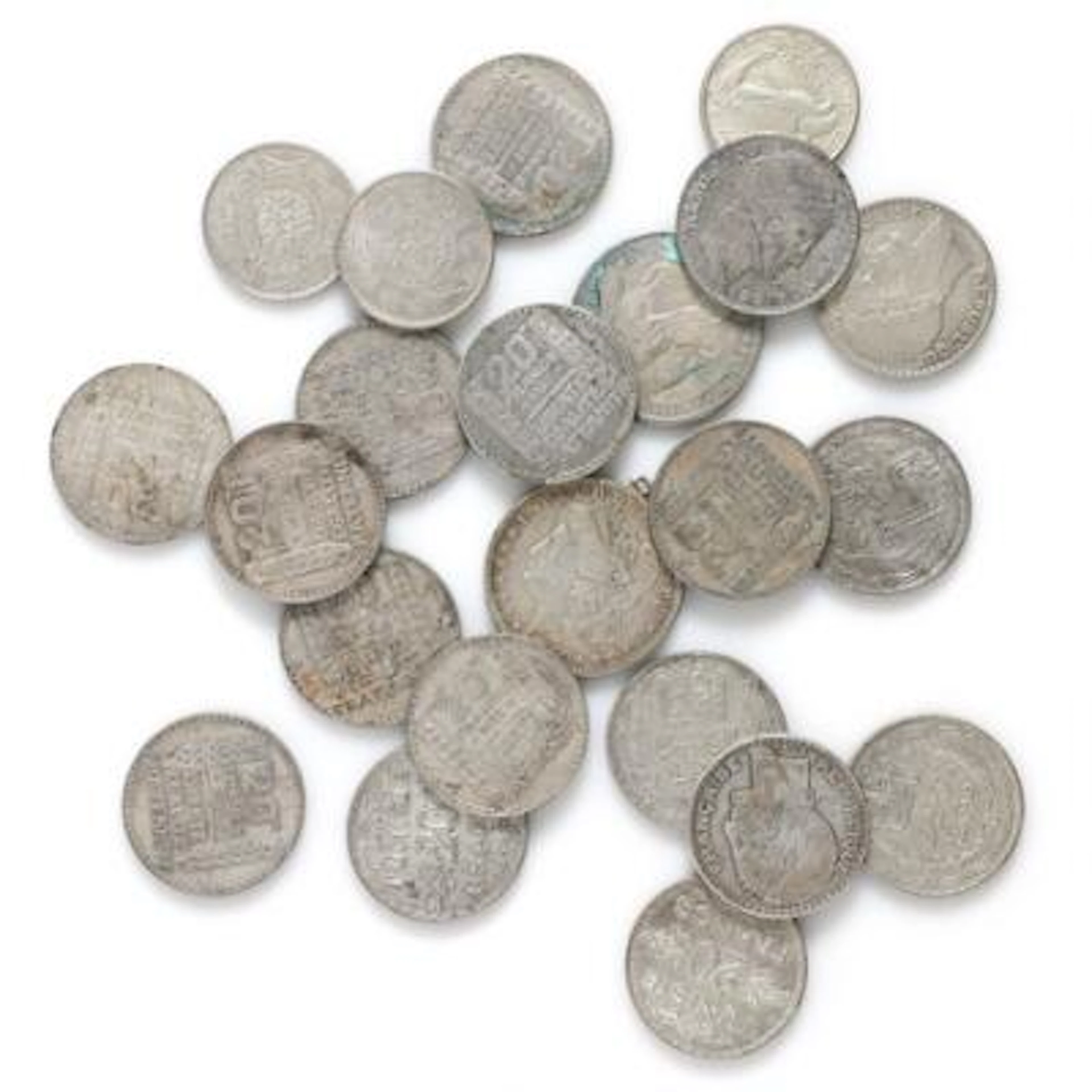 Collection of foreign silver coins from, among others, Tunisia, France