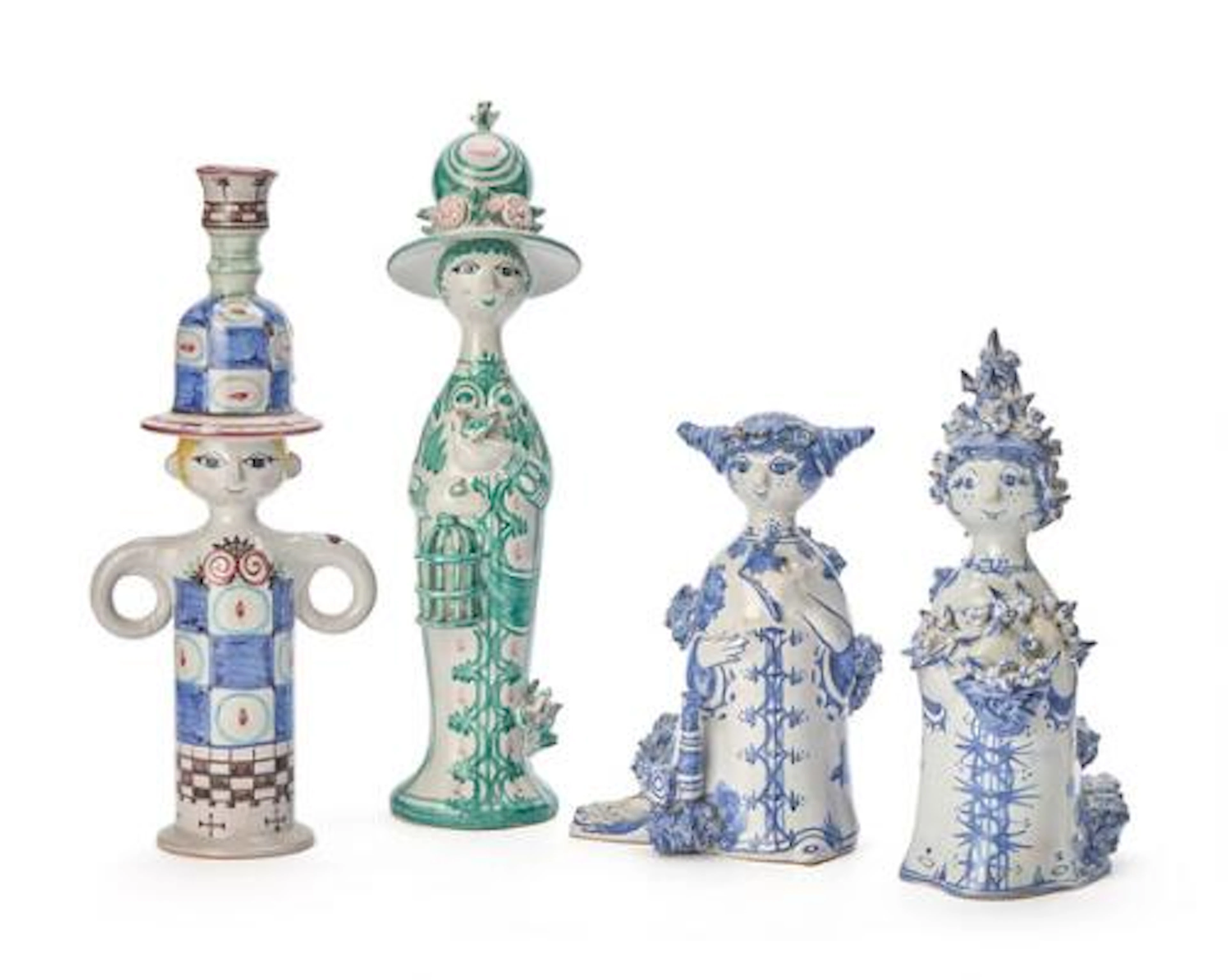Bjørn Wiinblad: Two figures, a candlestick and a "Forår" earthenware