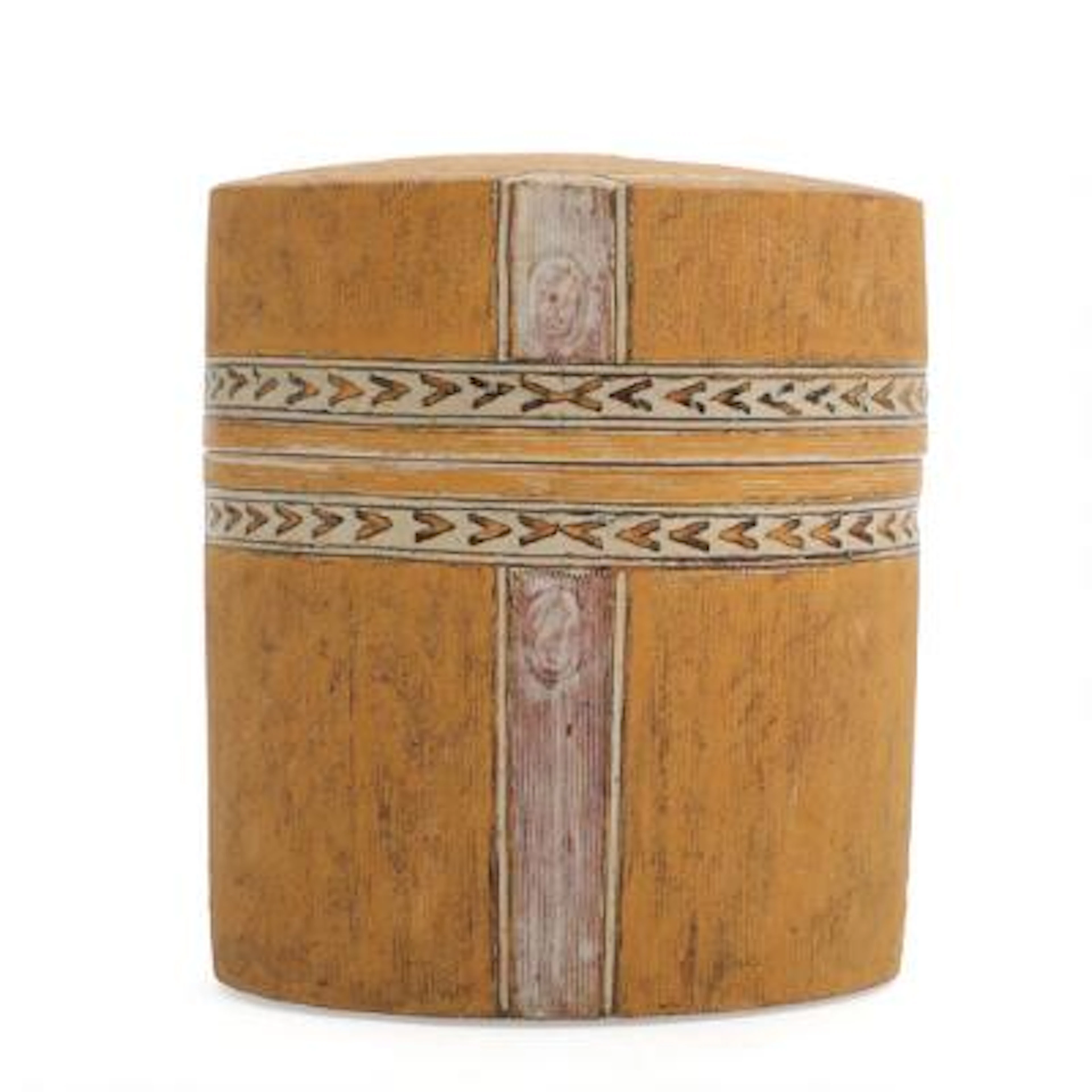 Knud Kristensen: An oval, lidded stoneware jar with fluted surface.