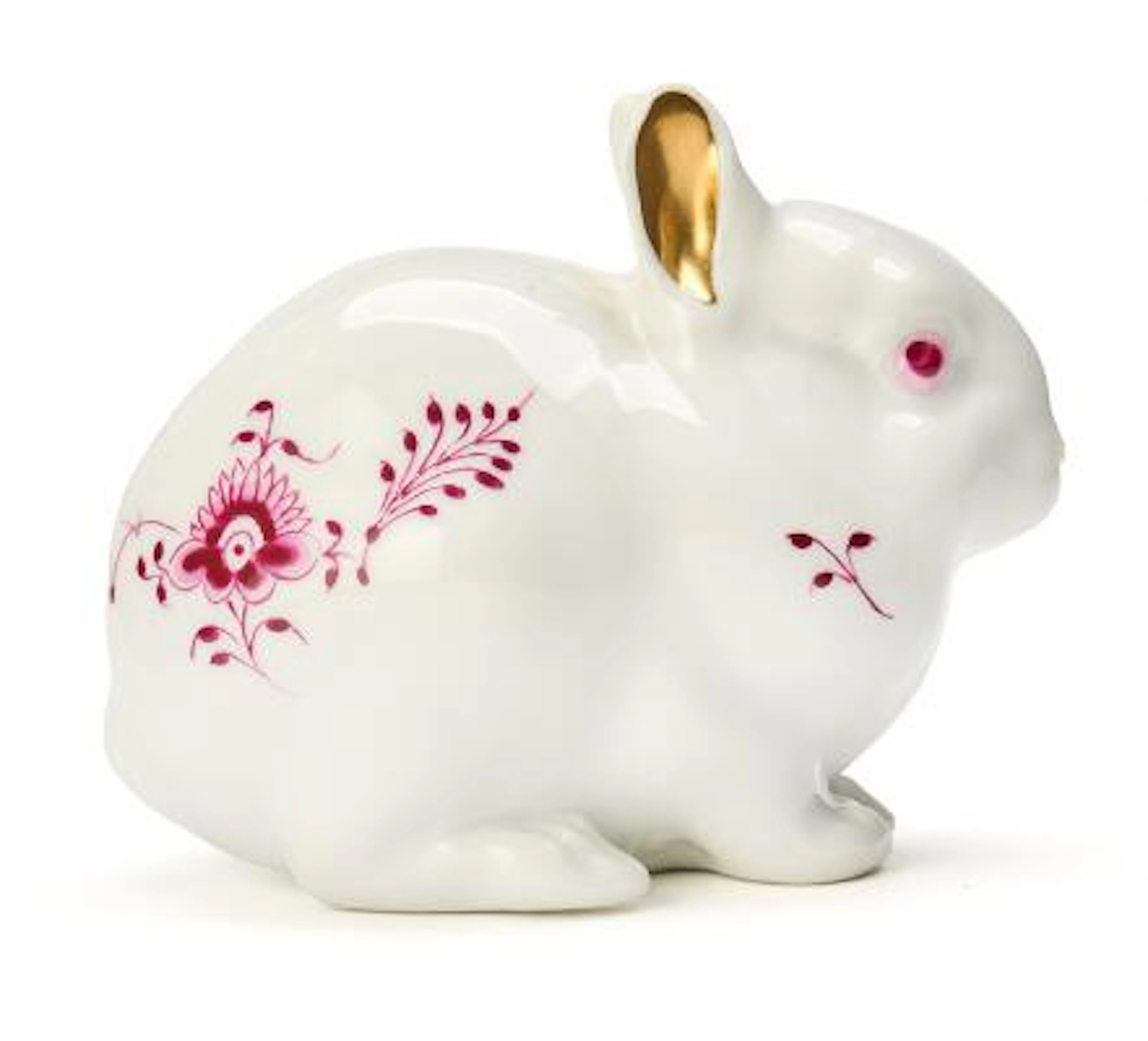 "Blue Fluted" Porcelain figure in the Form of a rabbit, decorated