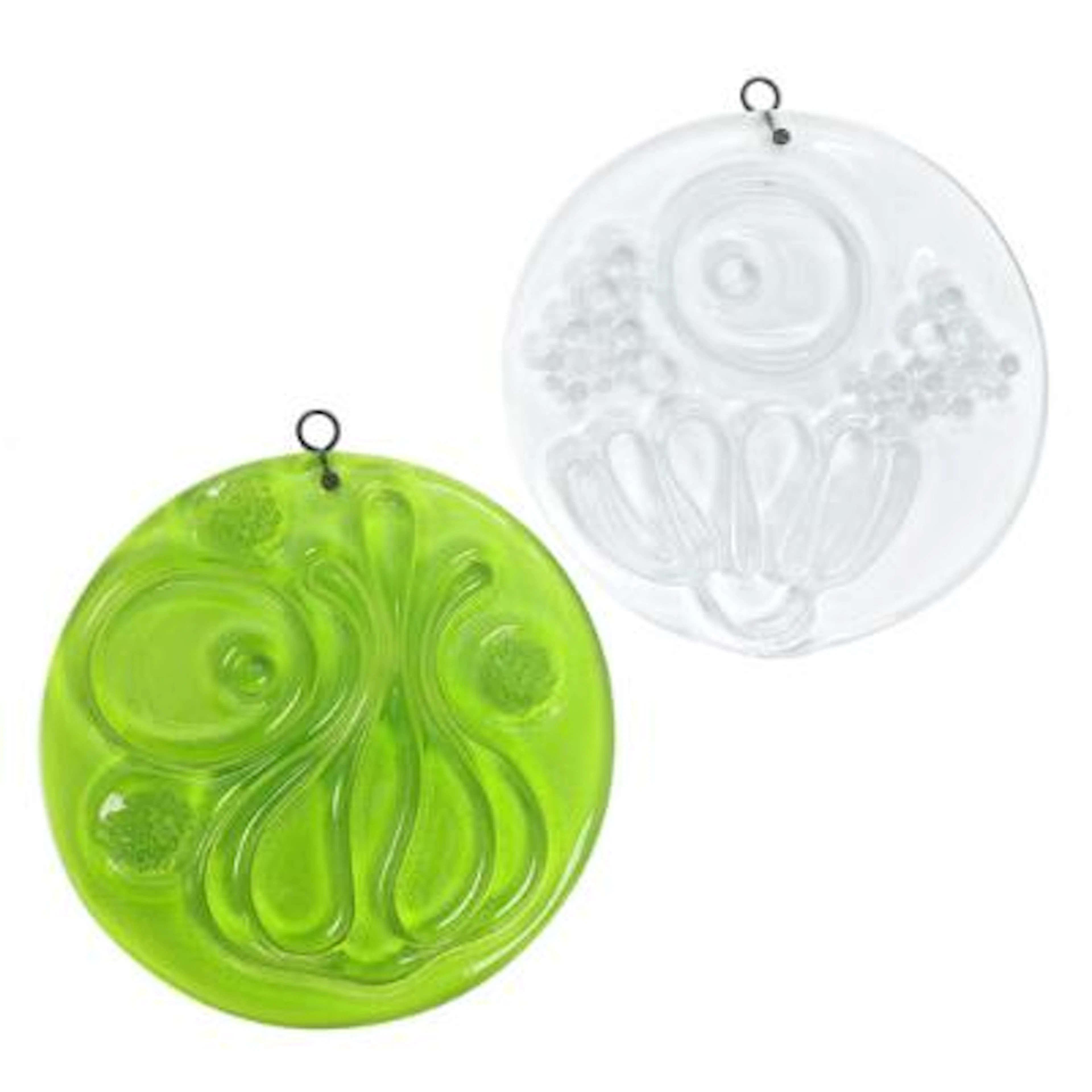 Per Lütken: "Spring" and "Winter". Unsigned. Two clear and green glass