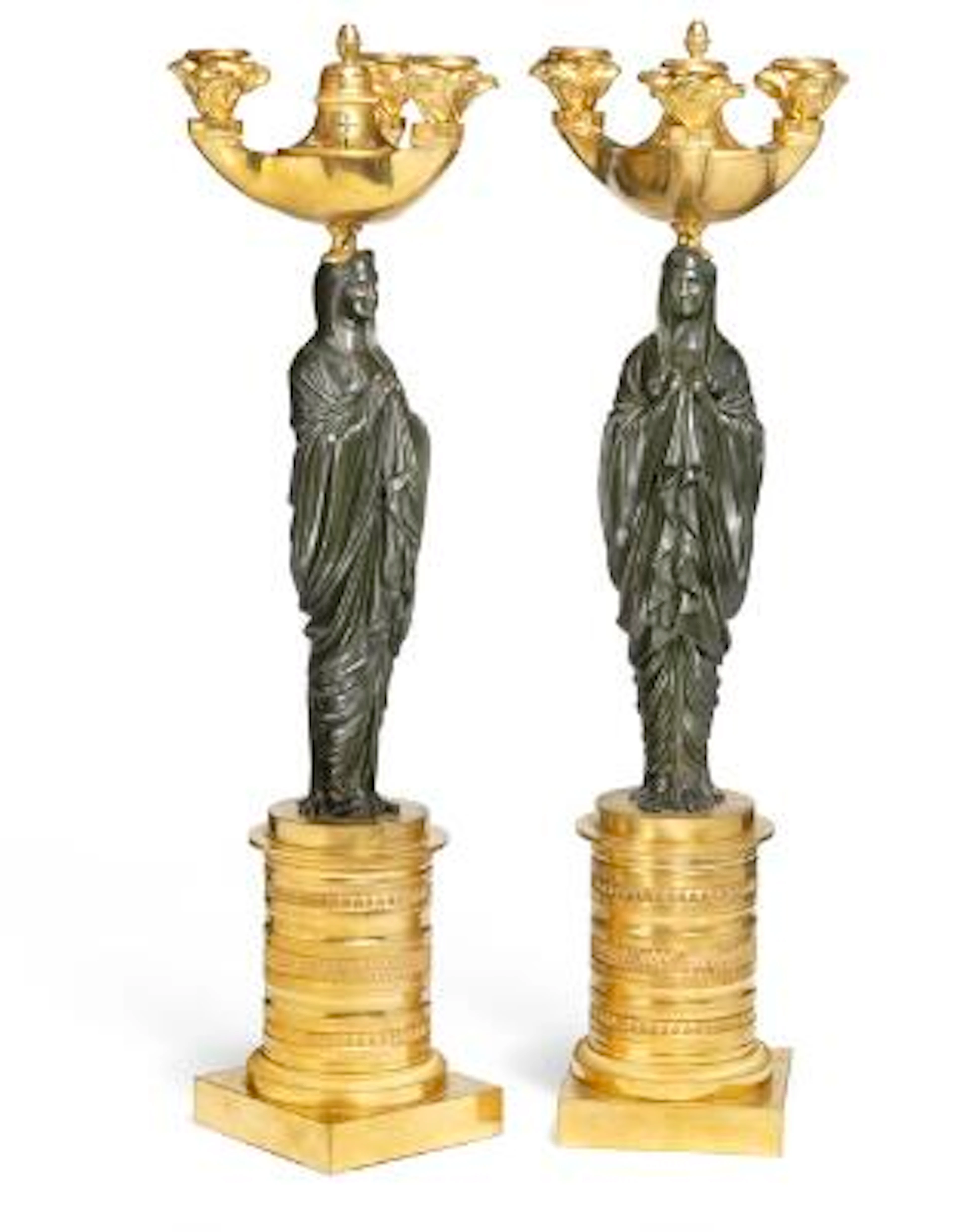 Claude Galle, attributed: A pair of French Empire candelabra. Early