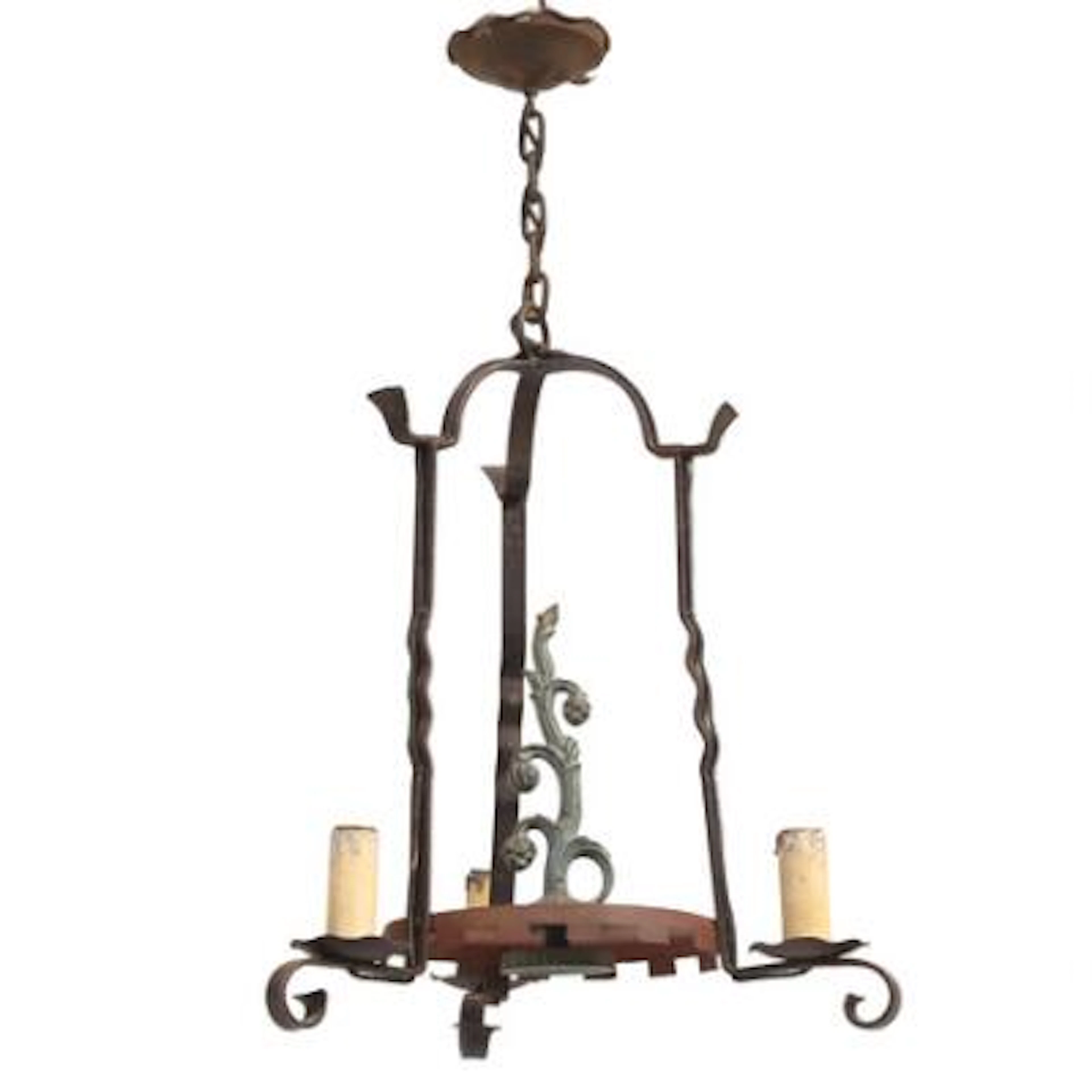 Swedish Grace: Ceiling lamp in patinated iron. H. 75. Diam. 45. –