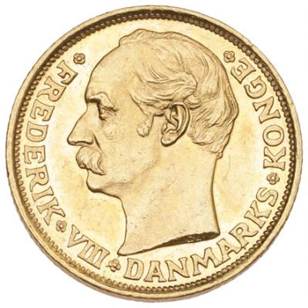 10 kr 1908 VBP, H 2, F 298, as well as various Danish and foreign
