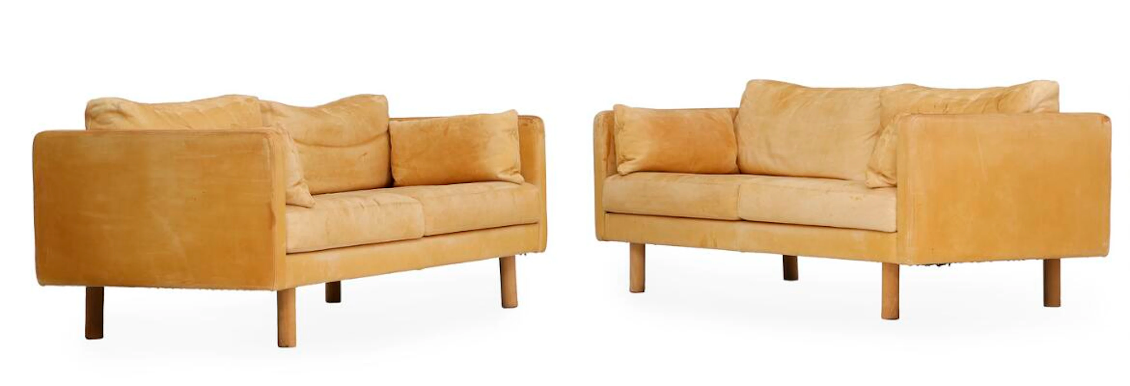 Danish Furniture Design: A pair of two-seater sofas upholstered in