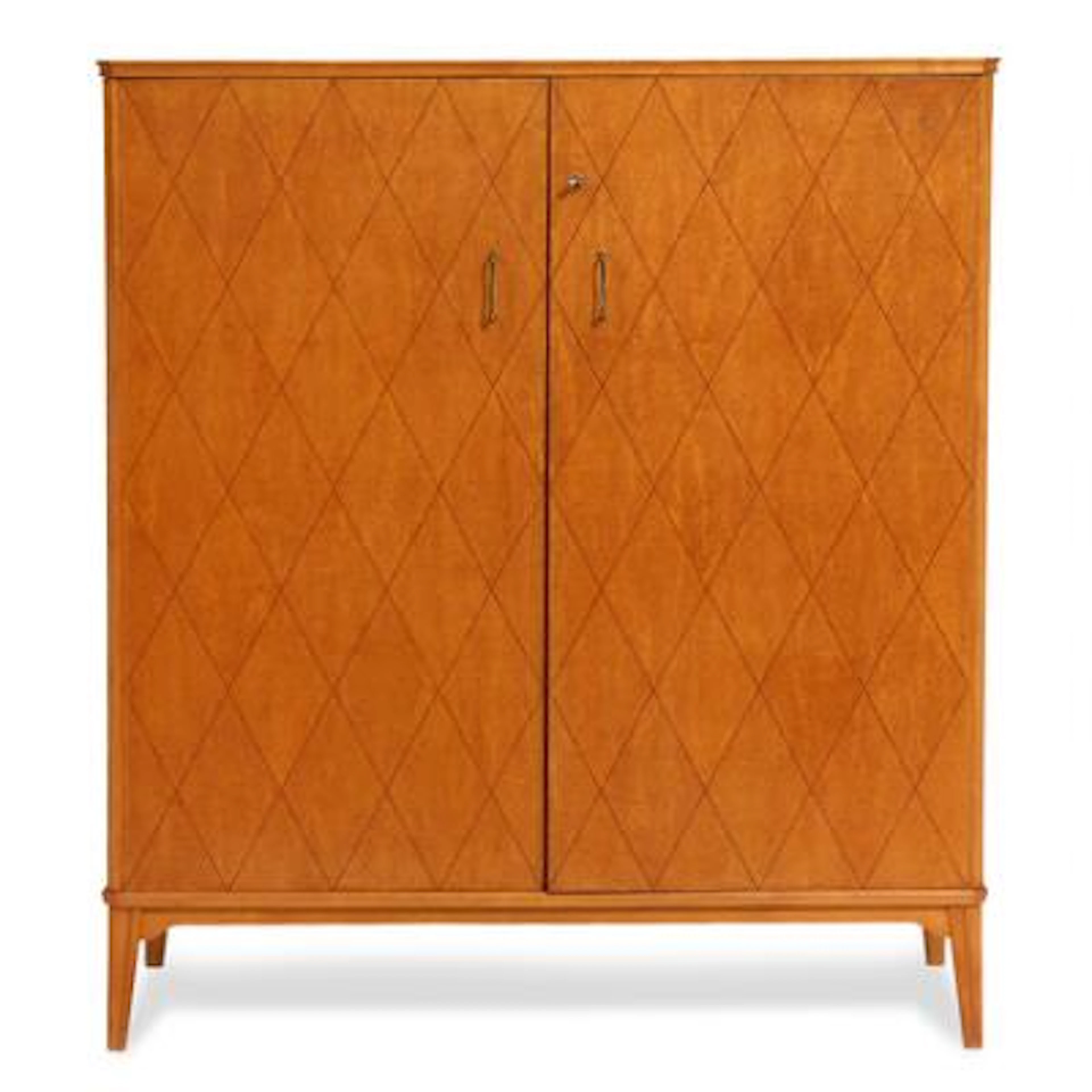 Scandinavian design: Art Deco birch/masur birch cabinet. Made 1940s.