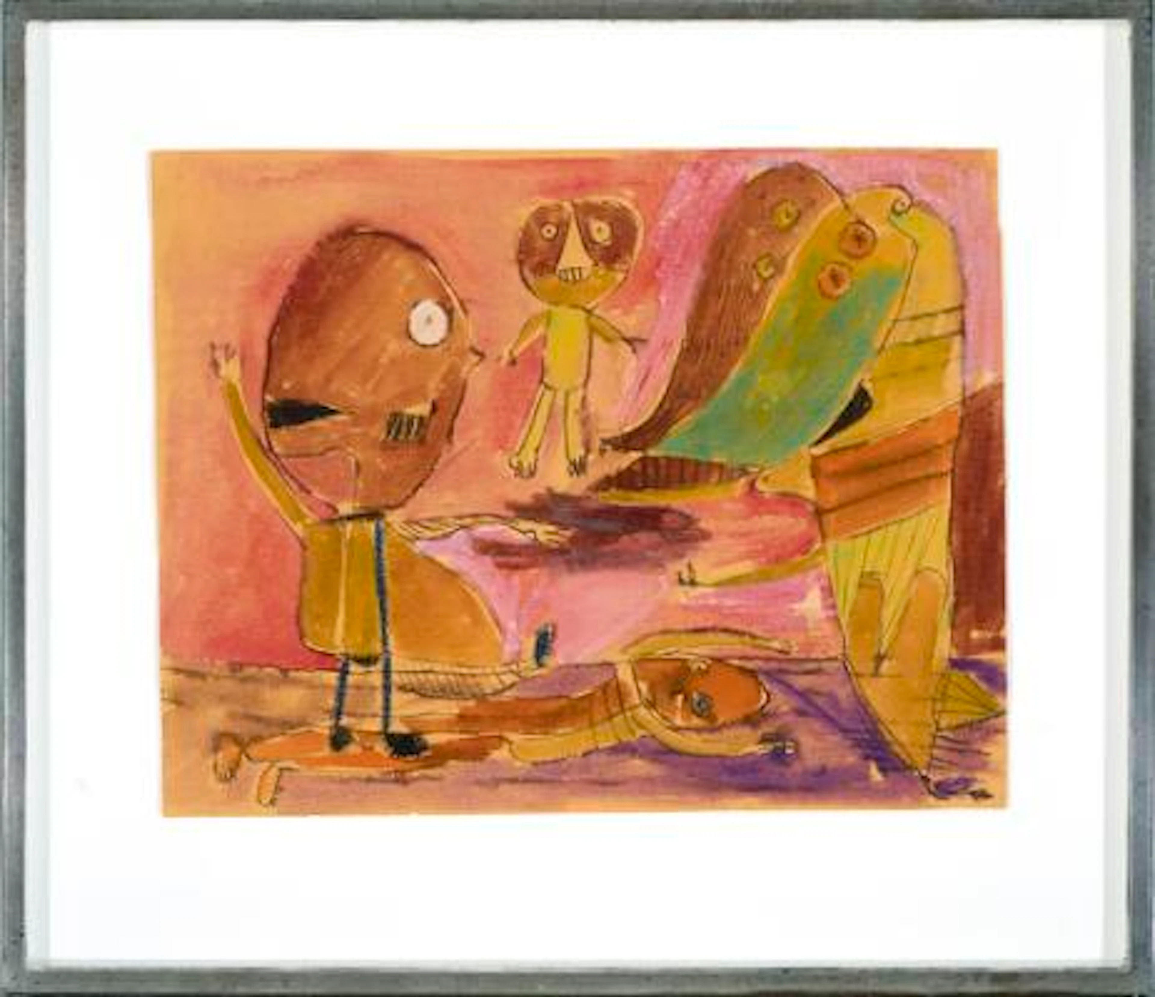 Carl-Henning Pedersen: Figure composition, 1940s. Unsigned. Watercolour