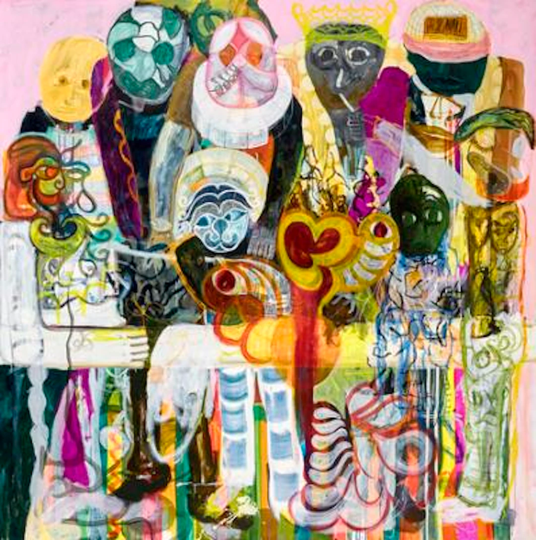 Peter Linde Busk: "The Friends", 2006. Signed on the reverse. Oil