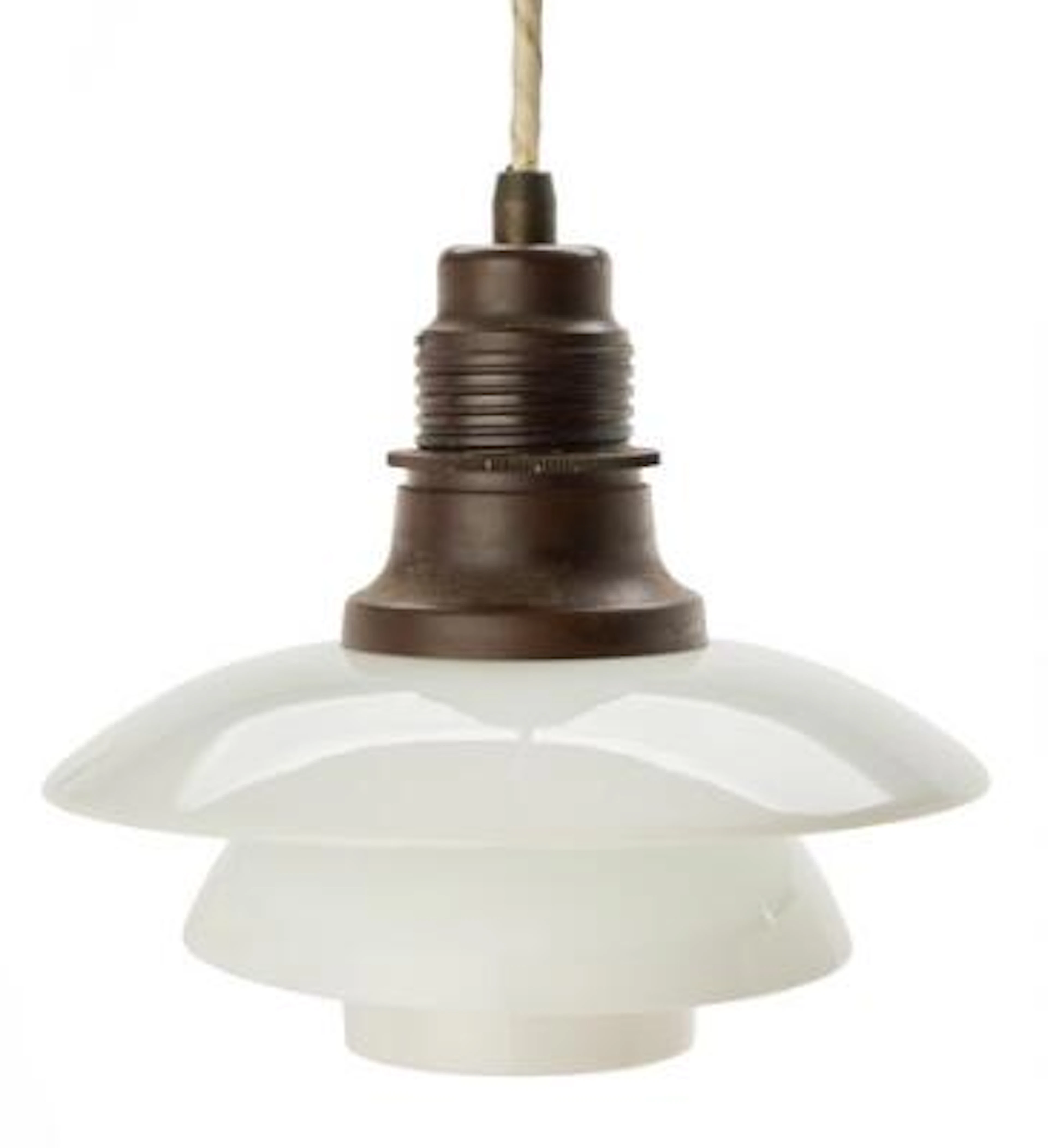 Poul Henningsen: "PH-2/2". Pendant with brown bakelite socket house