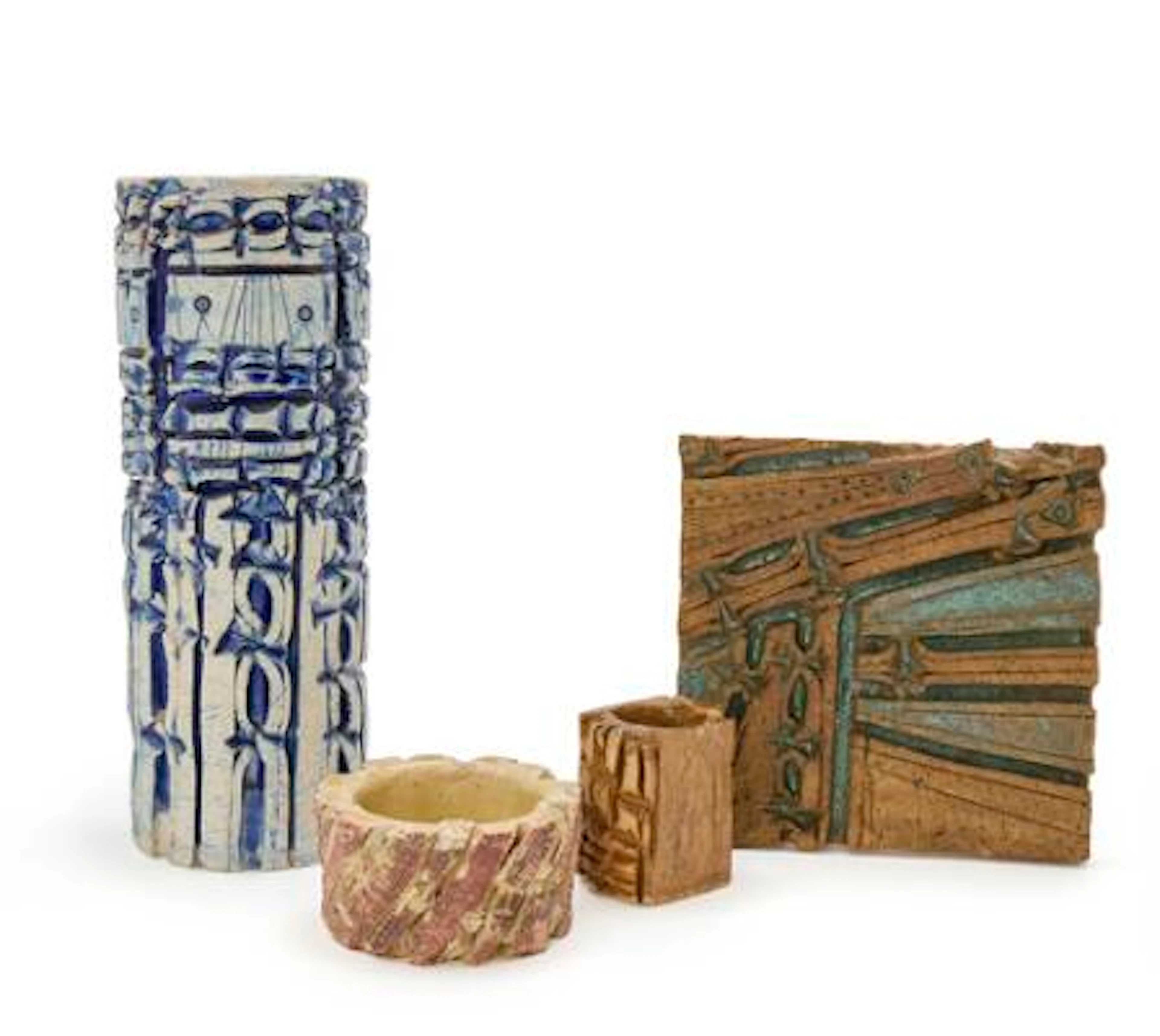 Lene Regius: A collection of stoneware comprising two vases, a bowl