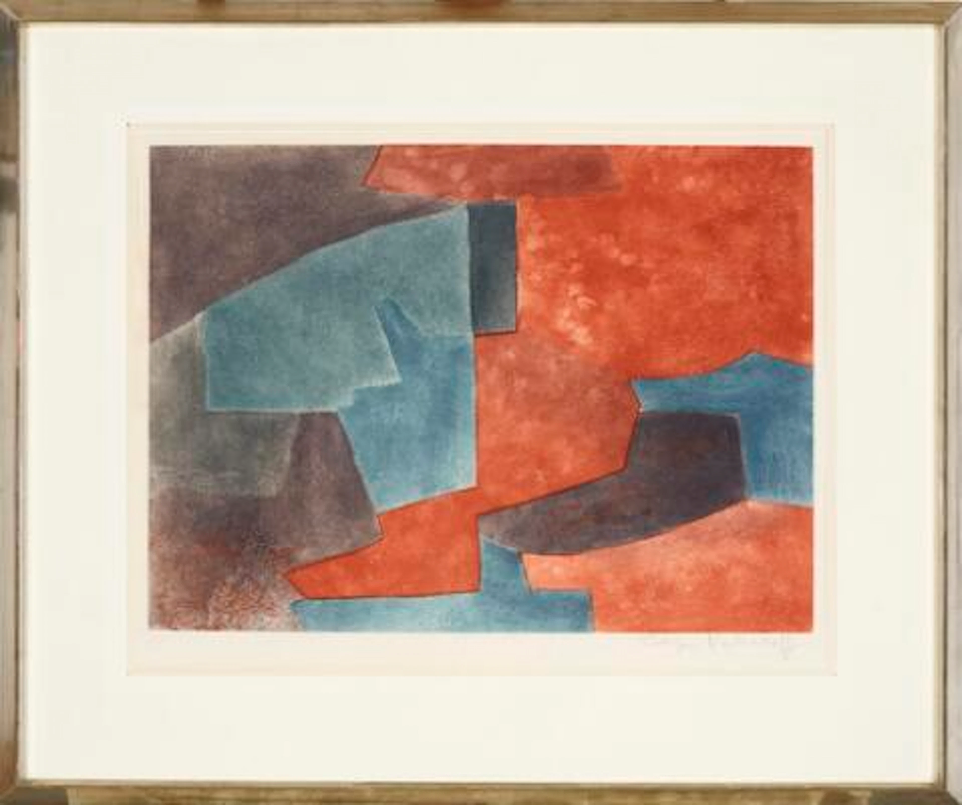 Serge Poliakoff: "Composition grise, bleue et rouge", 1965. Signed