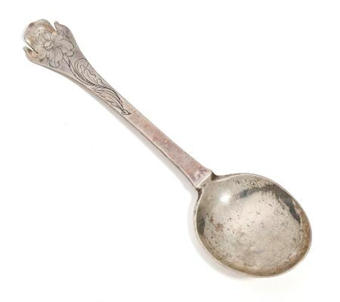 Morten Jacobsen Tholdstrup: A Danish Baroque silver table spoon. Næstved