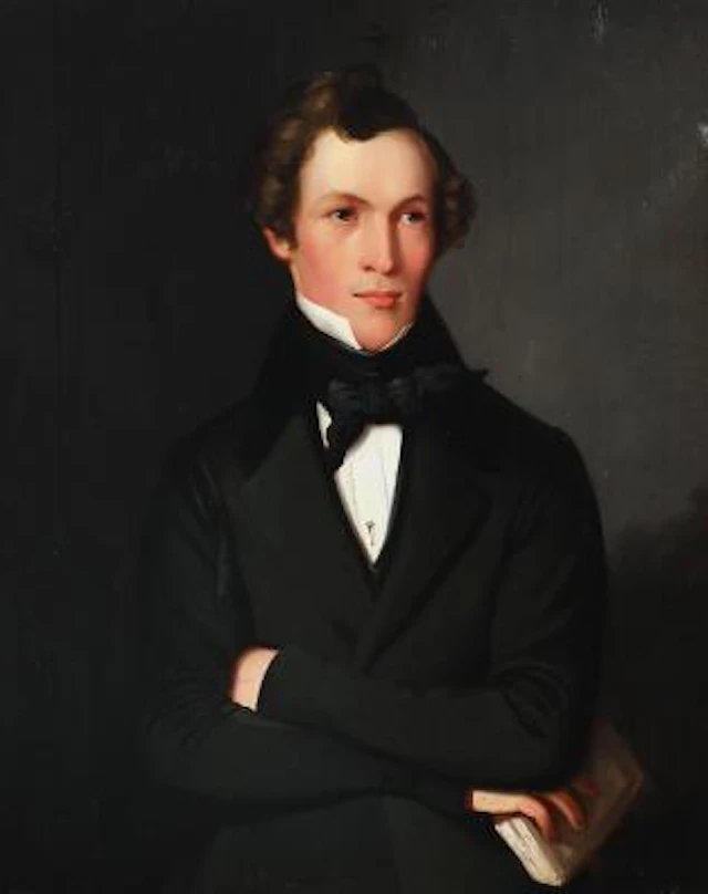 Unknown painter, 19th century: Portrait of a gentleman with folded